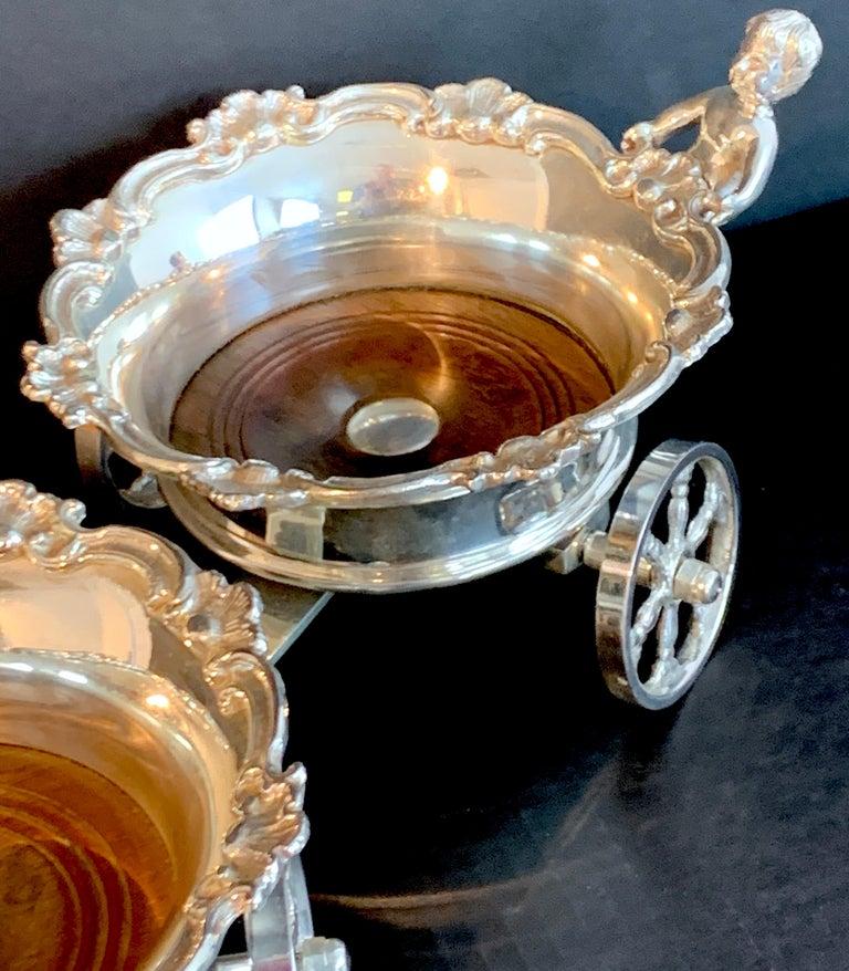 English Silverplated Figural Double Wine Trolley In Good Condition For Sale In West Palm Beach, FL