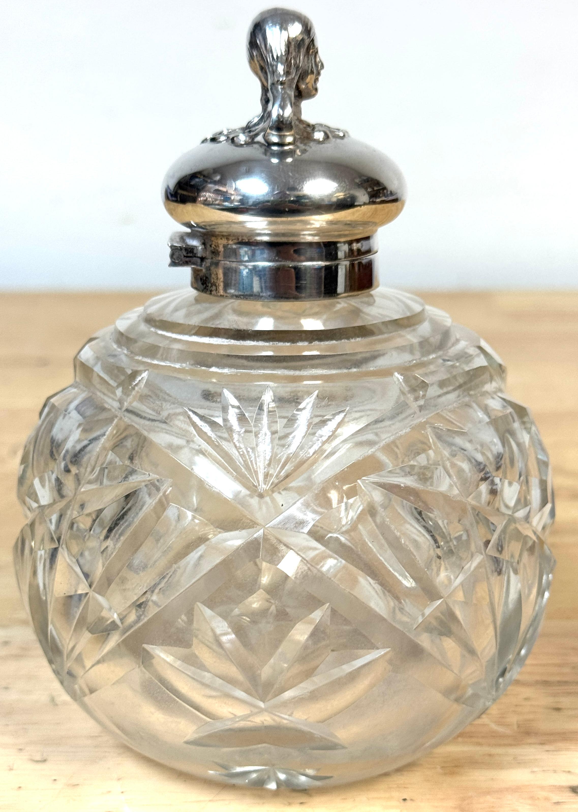 English Silverplated Figural Nymph & Cut Glass Perfume Bottle, Circa 1905 For Sale 3