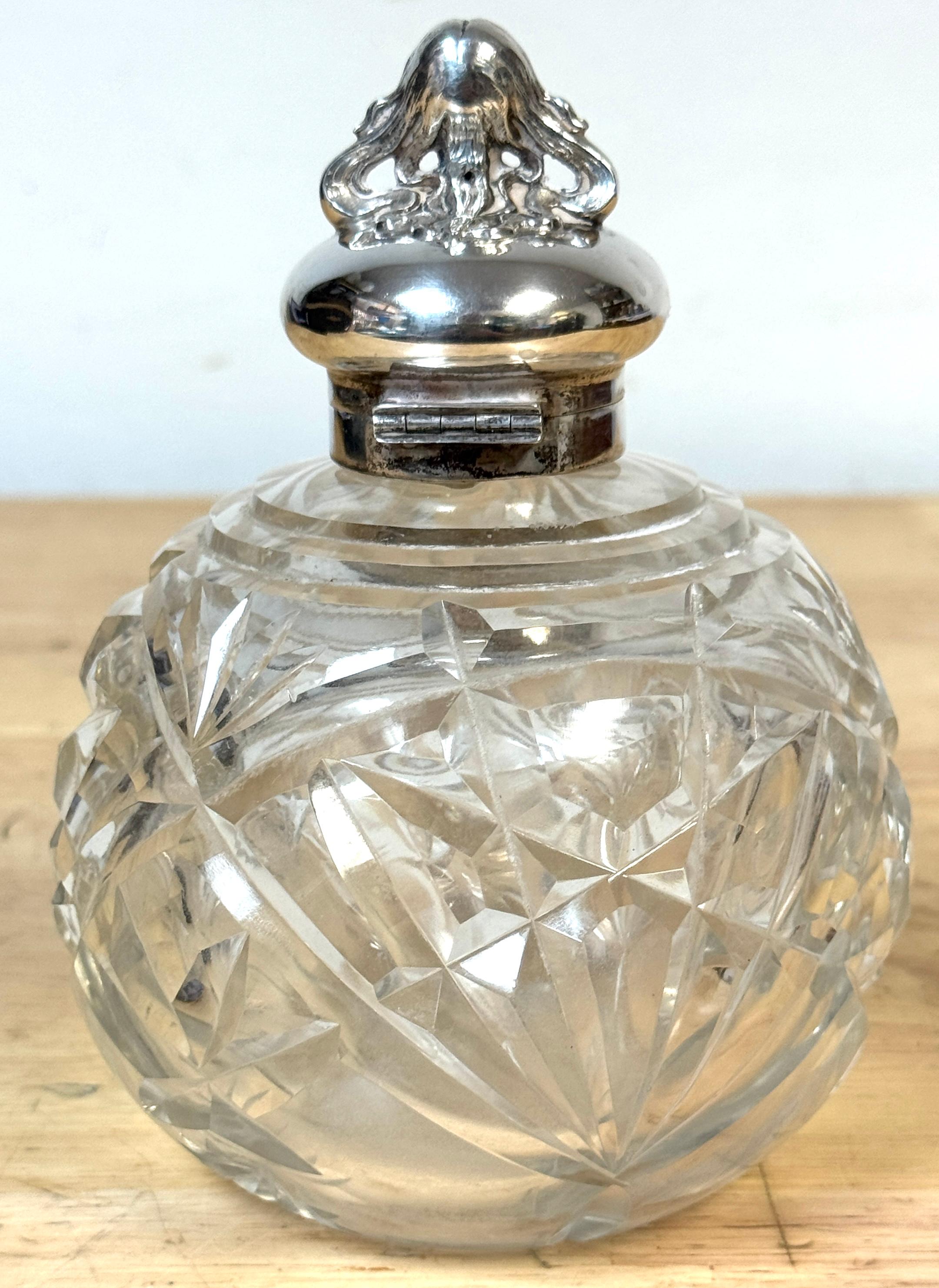 English Silverplated Figural Nymph & Cut Glass Perfume Bottle, Circa 1905 For Sale 4