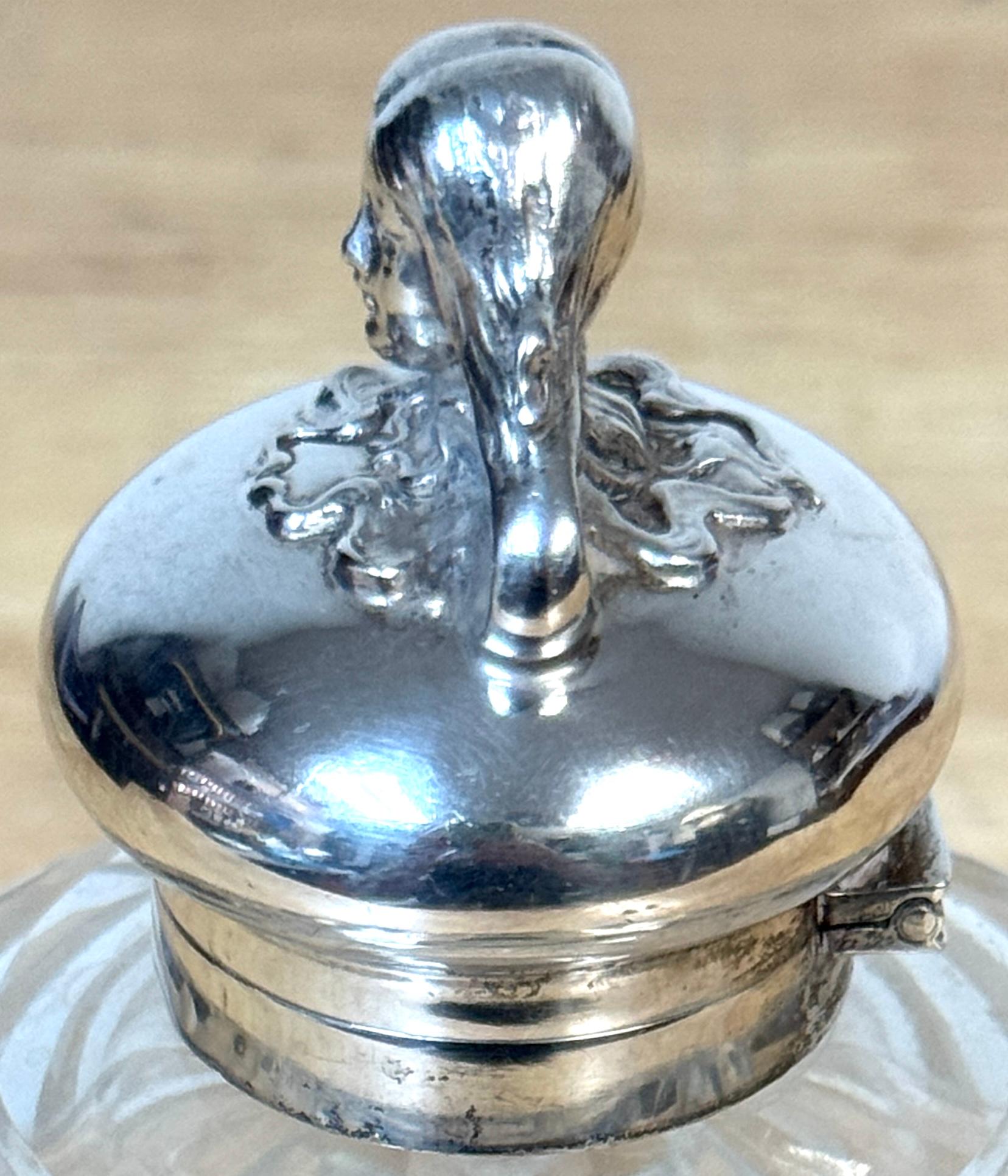 English Silverplated Figural Nymph & Cut Glass Perfume Bottle, Circa 1905 For Sale 7