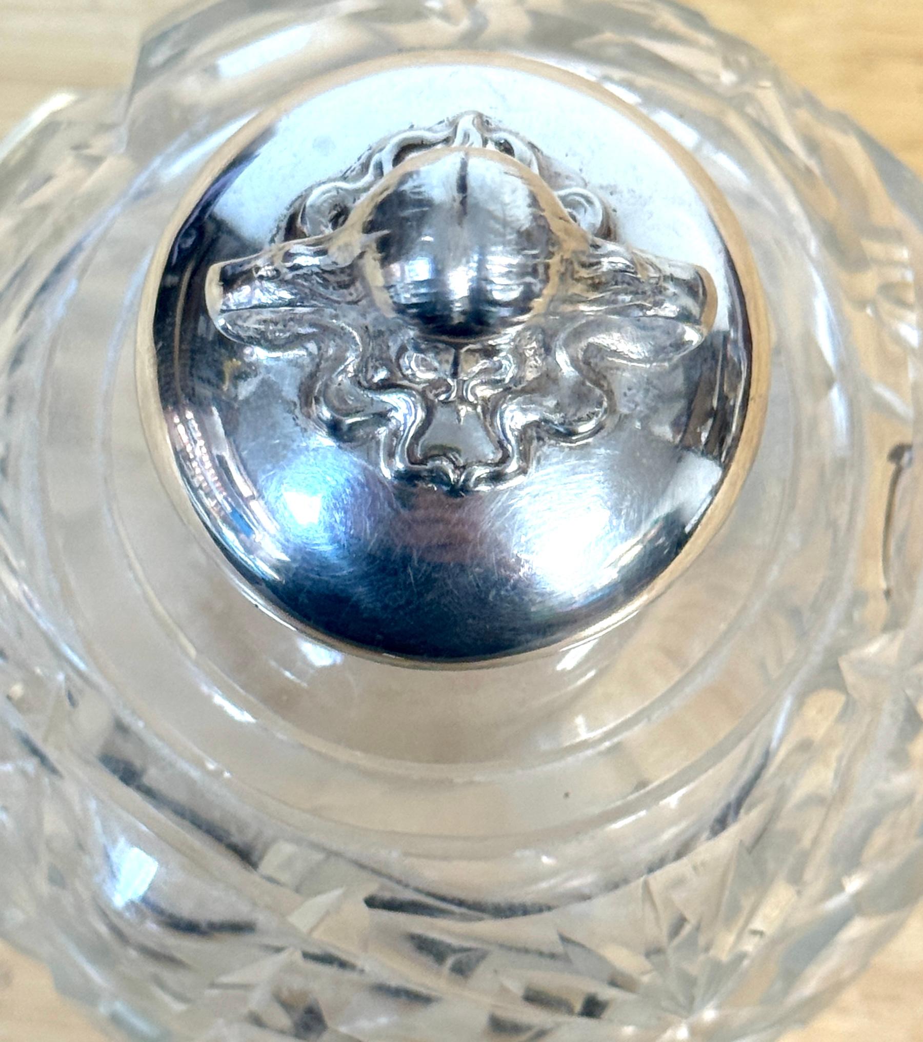 English Silverplated Figural Nymph & Cut Glass Perfume Bottle, Circa 1905 For Sale 9