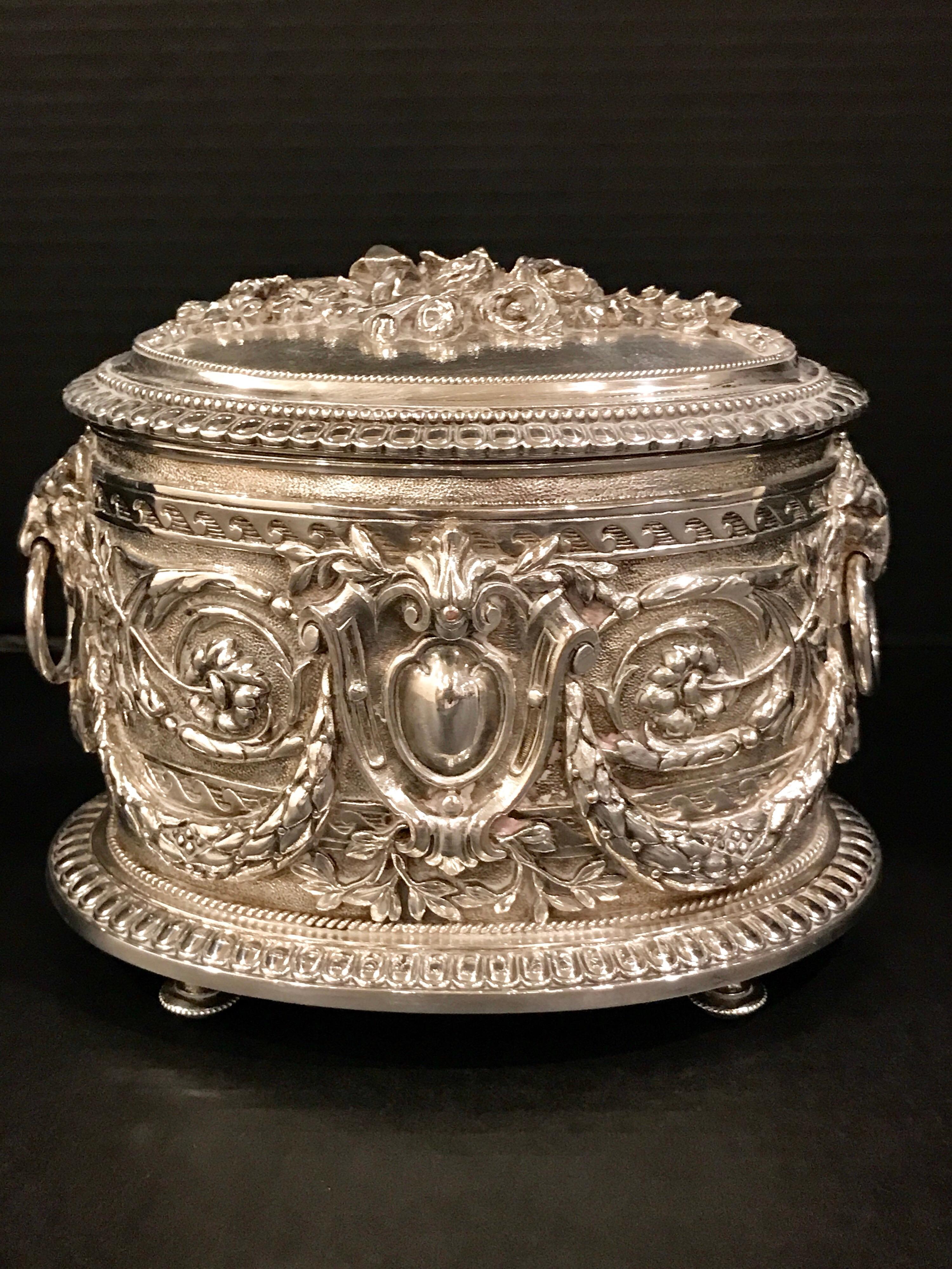 High Victorian English Silverplated Ornate Table Box by Hukin and Heath