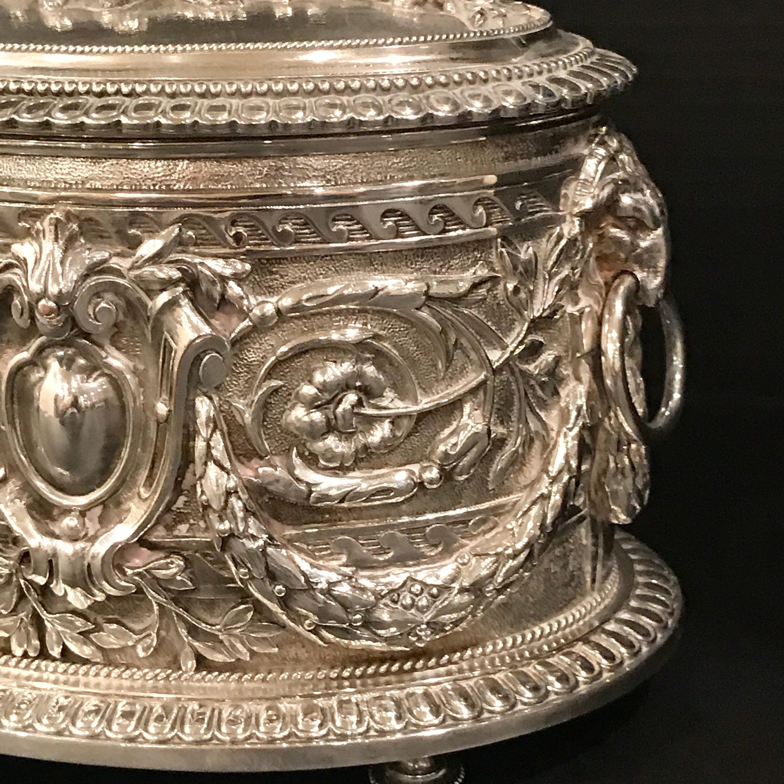 Repoussé English Silverplated Ornate Table Box by Hukin and Heath