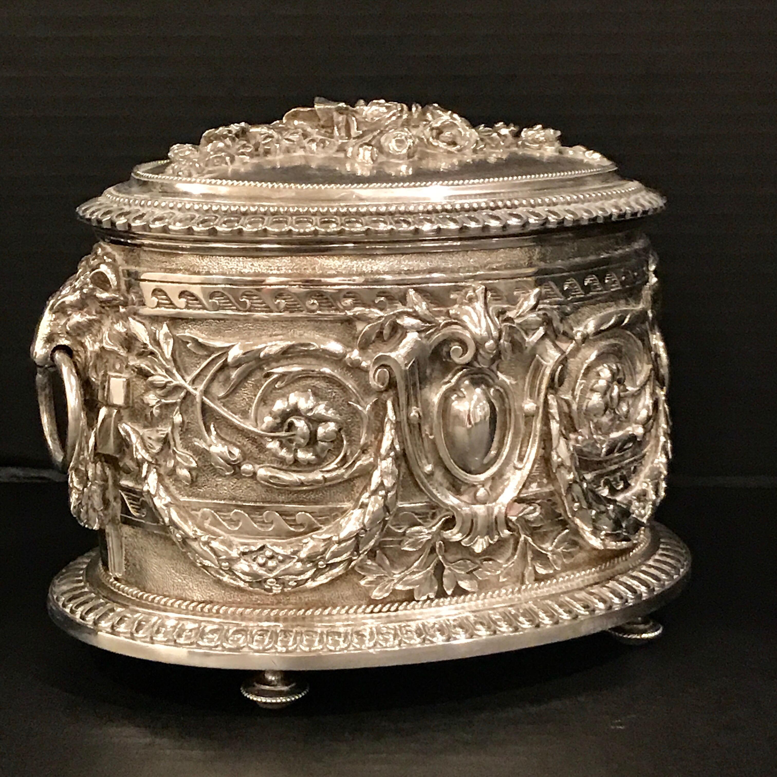 19th Century English Silverplated Ornate Table Box by Hukin and Heath