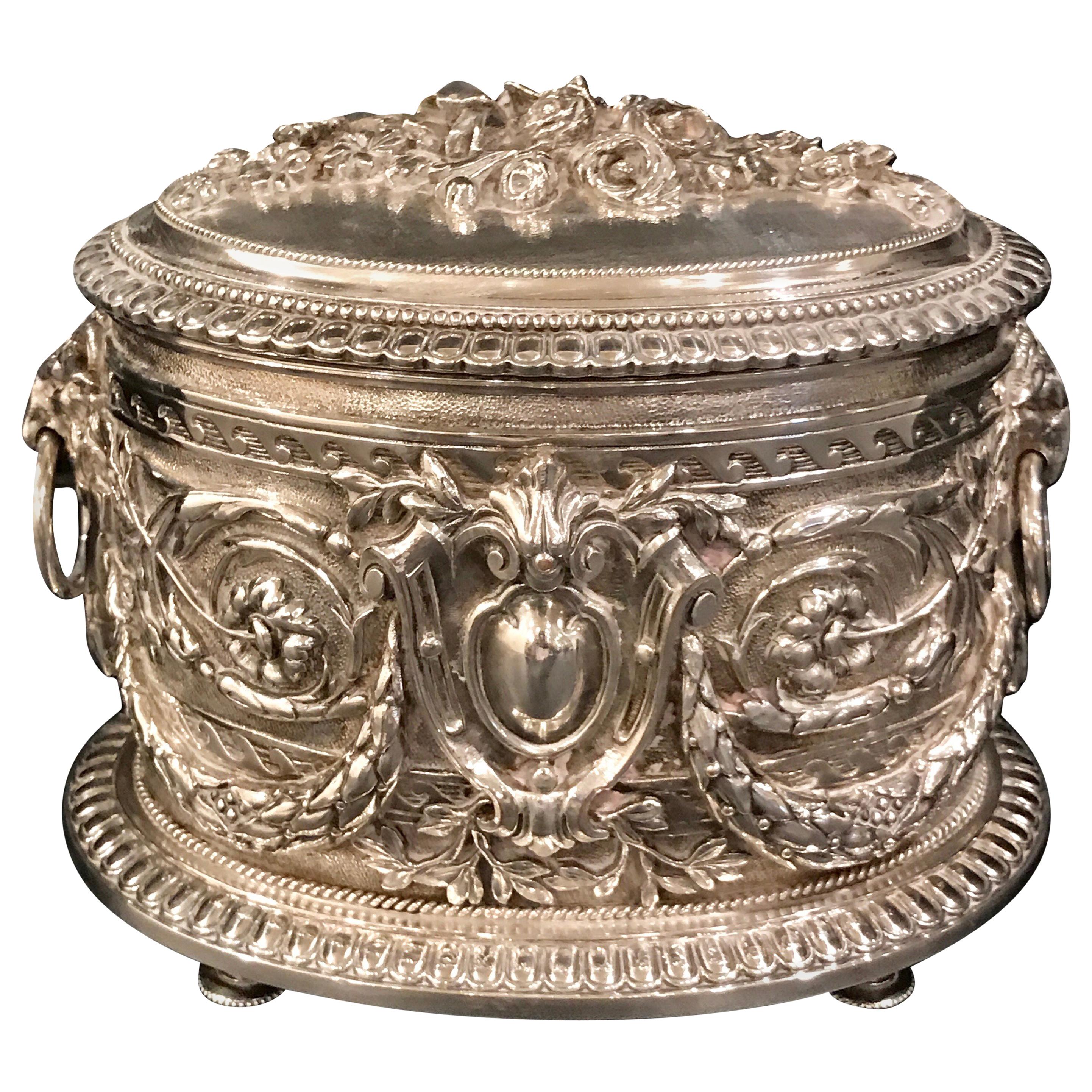 English Silverplated Ornate Table Box by Hukin and Heath