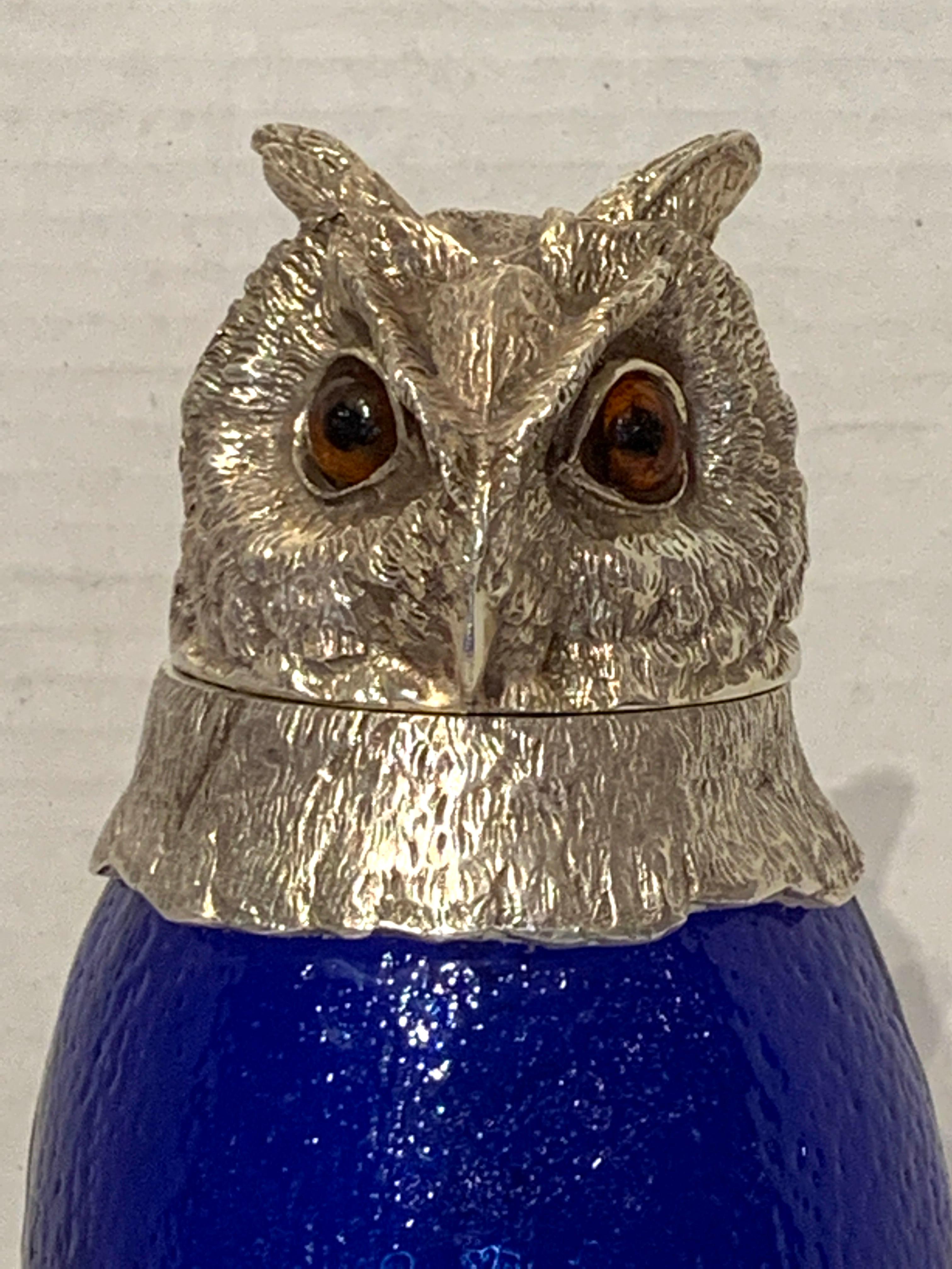 20th Century English Silverplated Owl Motif Decanter