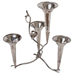 Epergne inglese semplice in piastrina d'argento