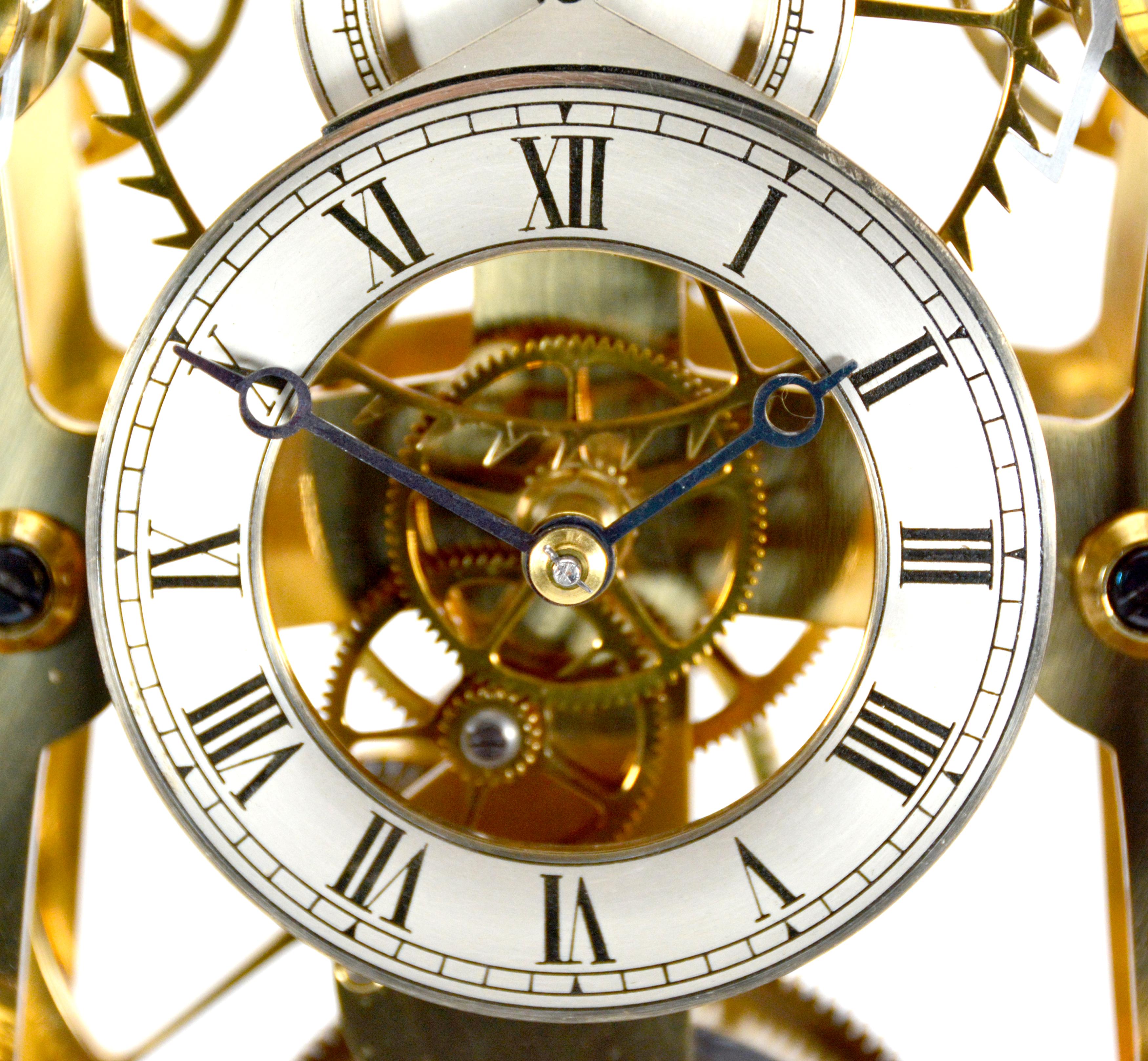 English Sinclair Harding Harrison Grasshopper Double Pendulum Sea Skeleton Clock 2