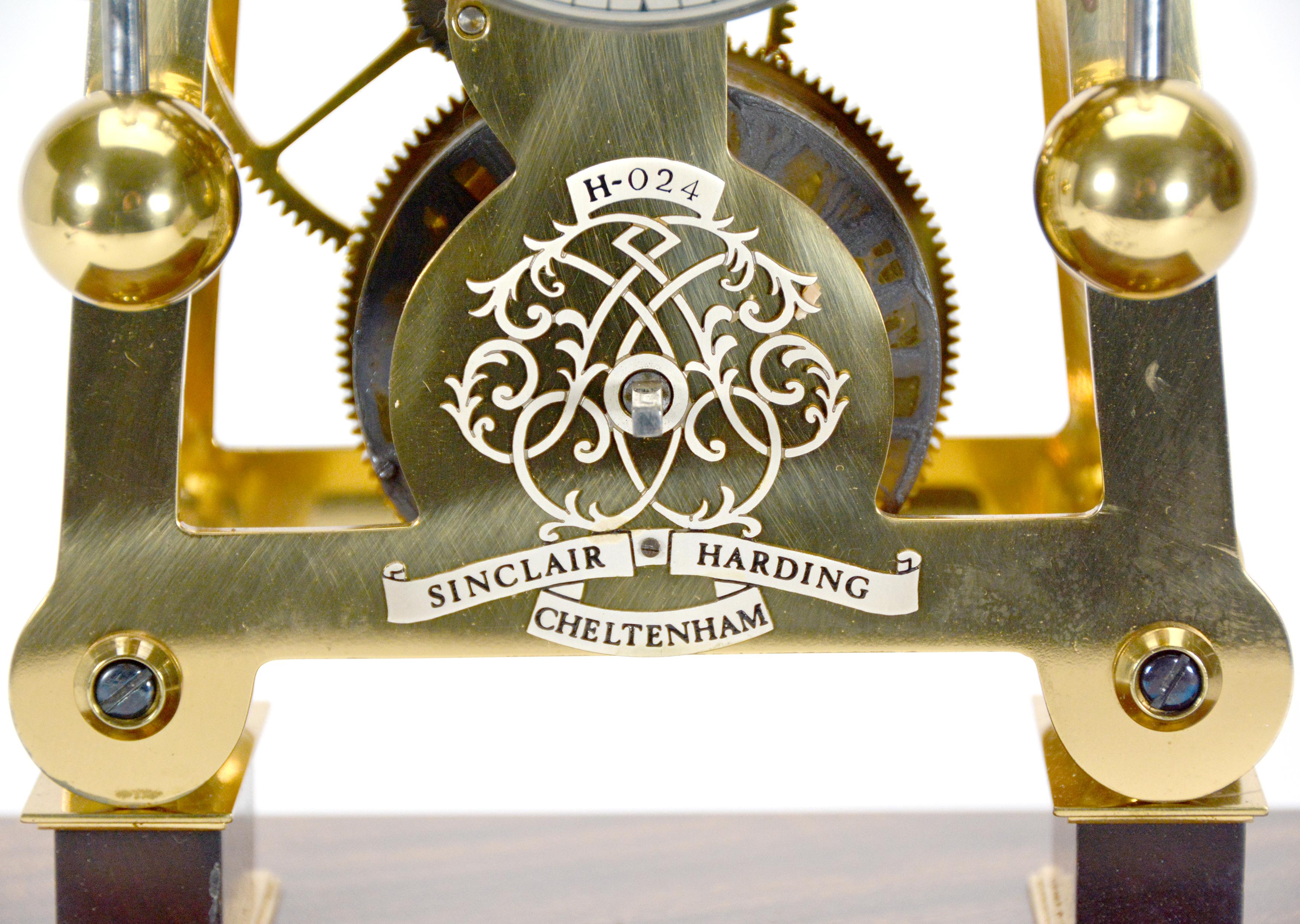 English Sinclair Harding Harrison Grasshopper Double Pendulum Sea Skeleton Clock For Sale 4