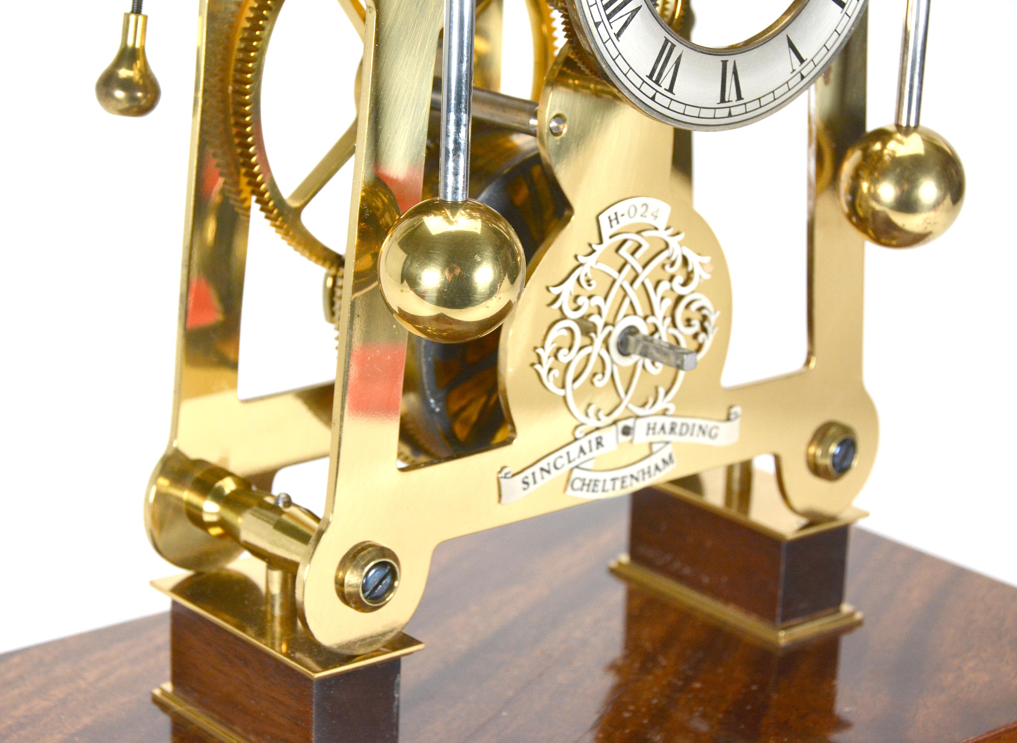 English Sinclair Harding Harrison Grasshopper Double Pendulum Sea Skeleton Clock 5