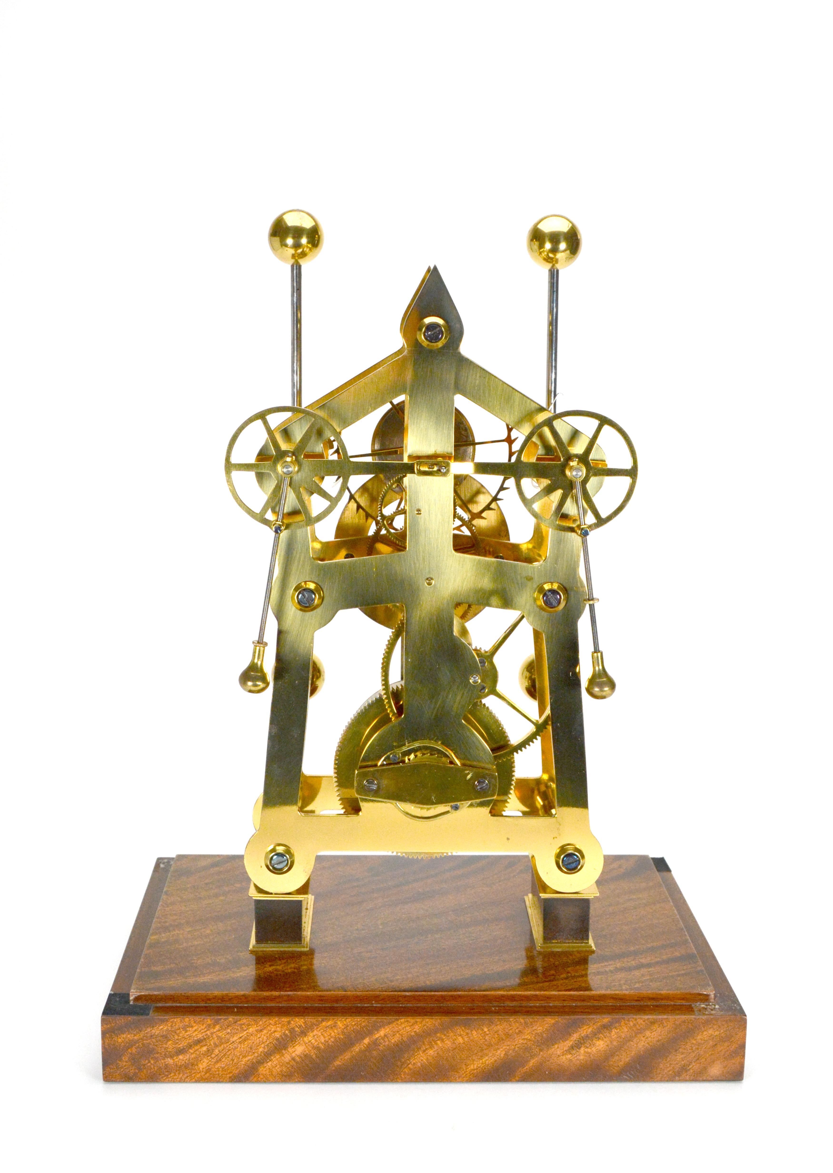 English Sinclair Harding Harrison Grasshopper Double Pendulum Sea Skeleton Clock In Good Condition For Sale In Danville, CA