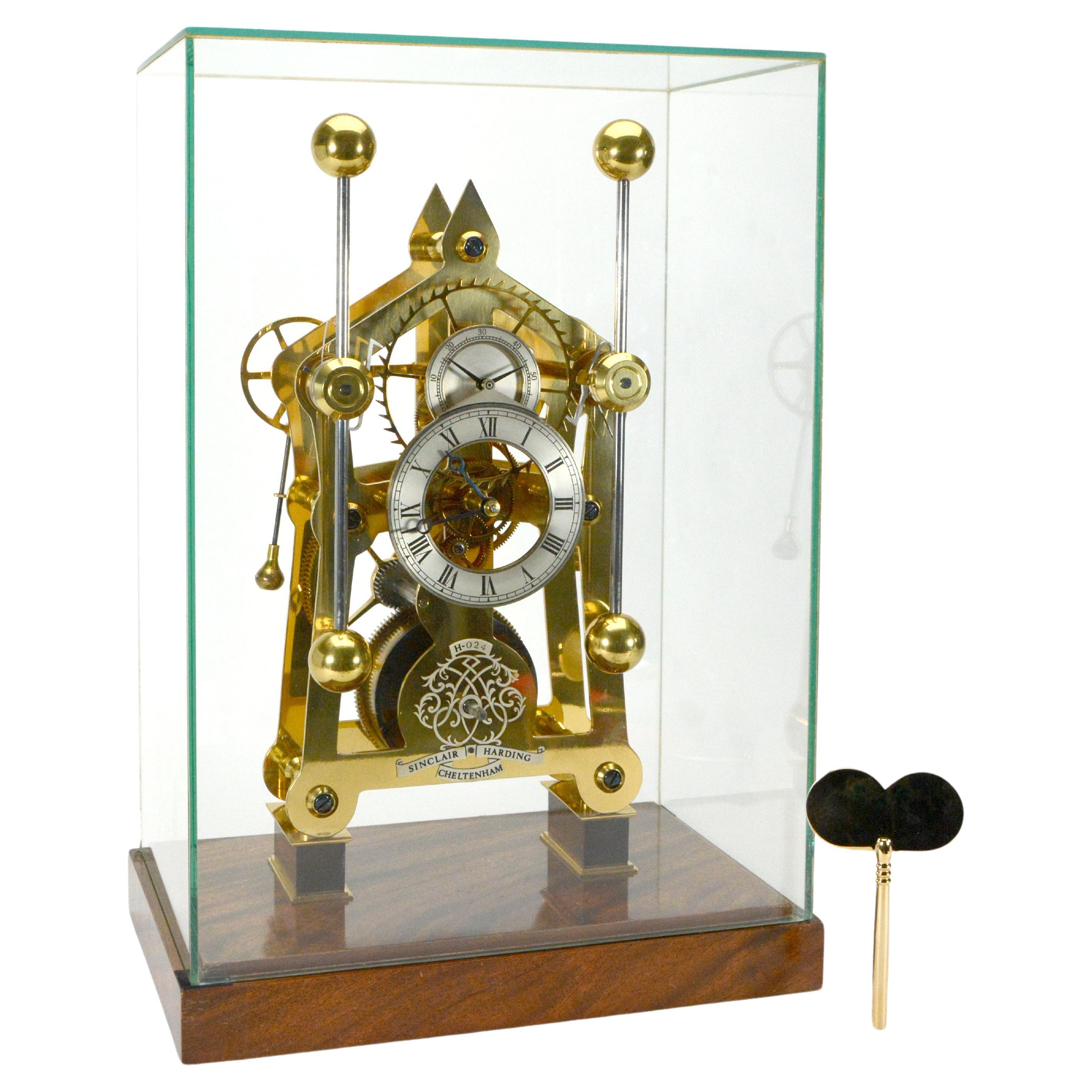 English Sinclair Harding Harrison Grasshopper Double Pendulum Sea Skeleton Clock For Sale