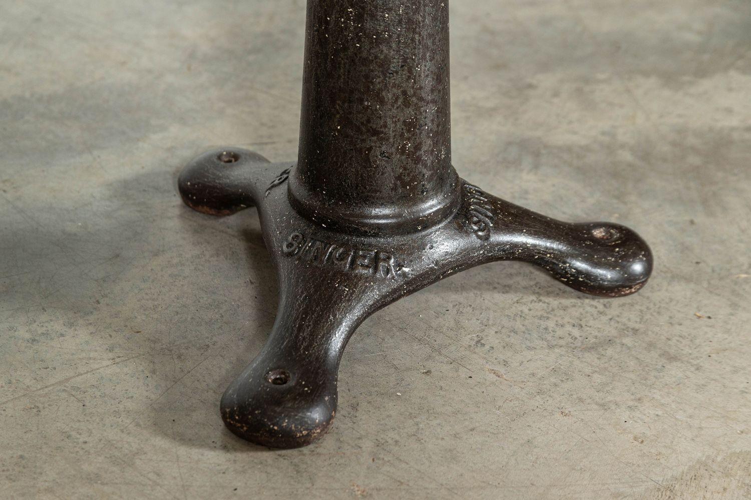 English Singer Cast Iron Oak Stool 7