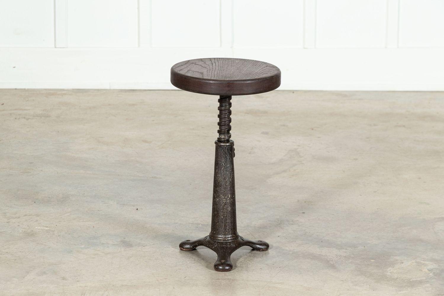 English Singer Cast Iron Oak Stool 8