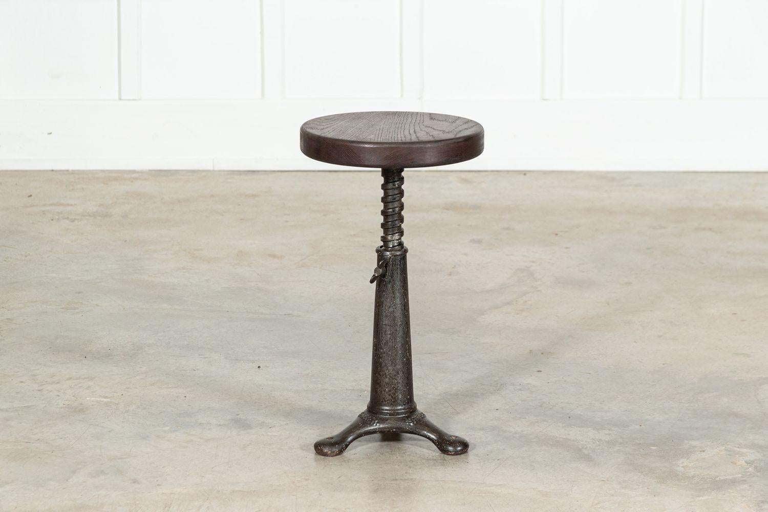 English Singer Cast Iron Oak Stool 10