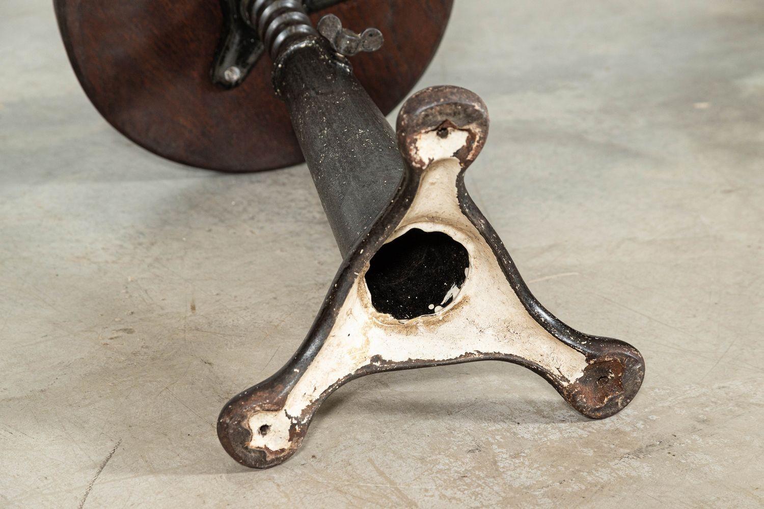 English Singer Cast Iron Oak Stool 11