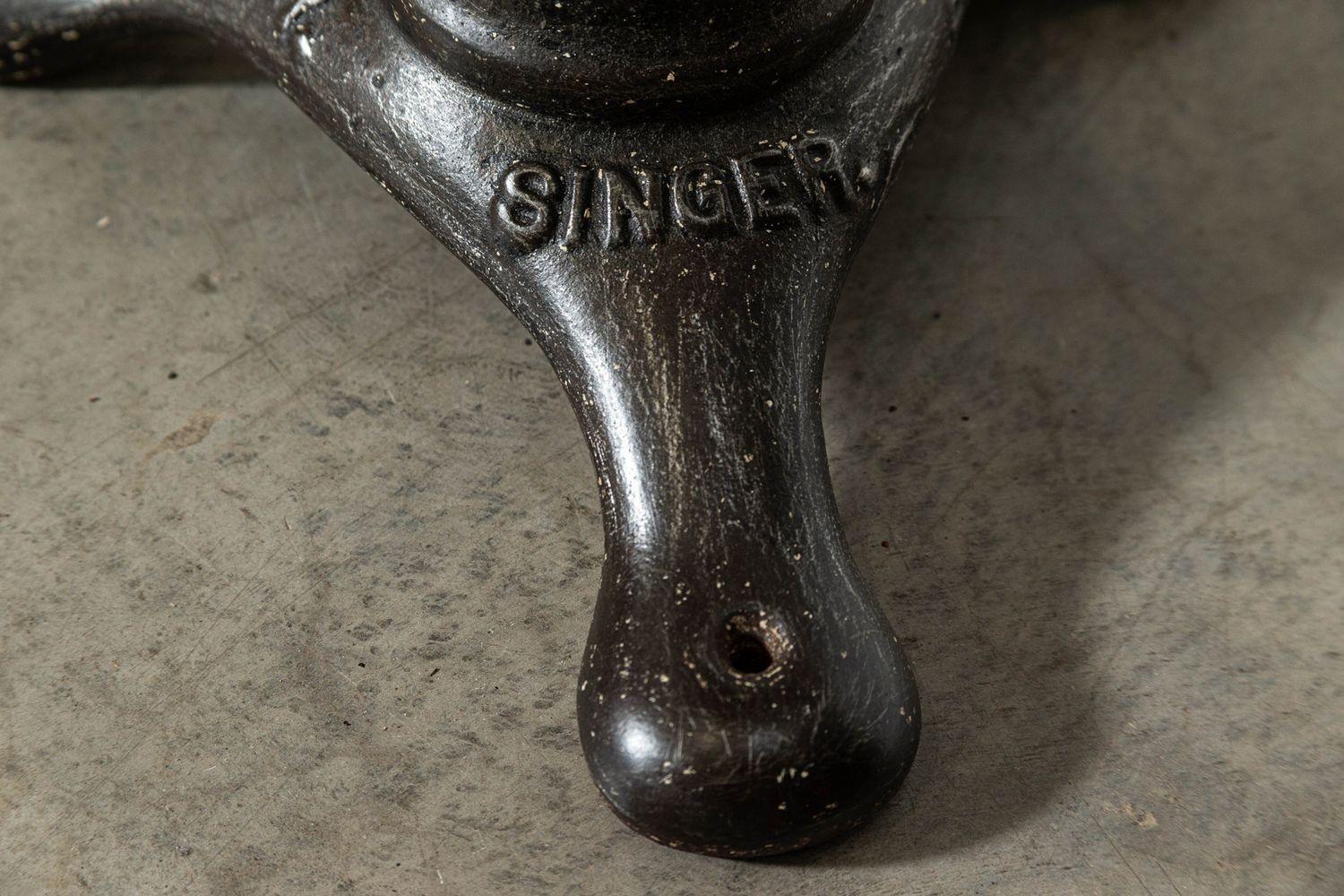 English Singer Cast Iron Oak Stool In Good Condition In Staffordshire, GB