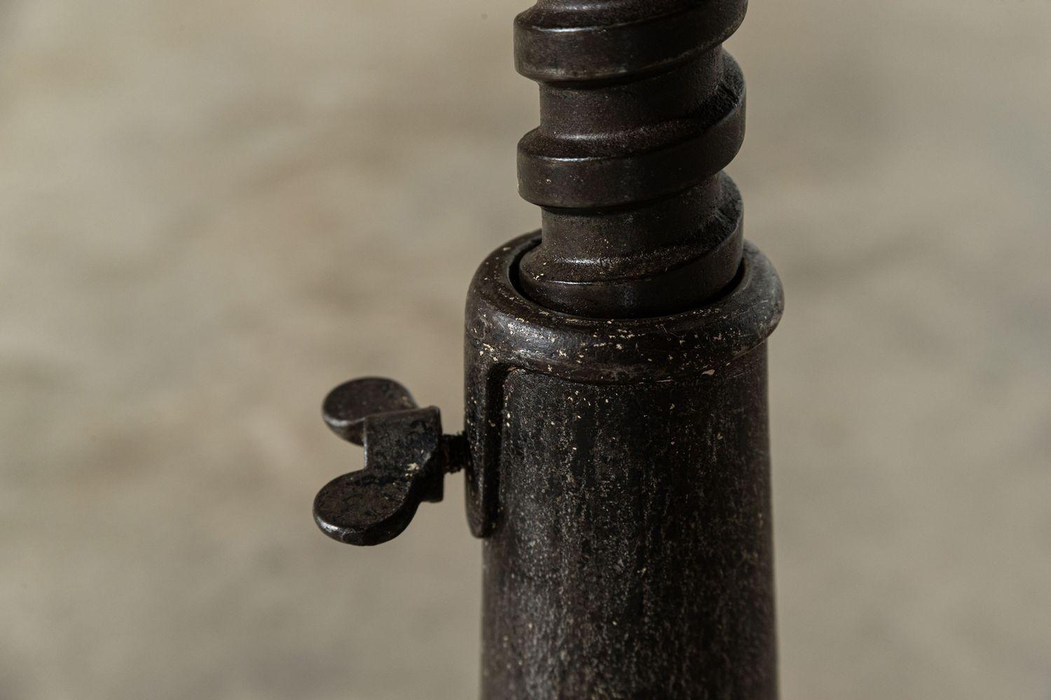 20th Century English Singer Cast Iron Oak Stool