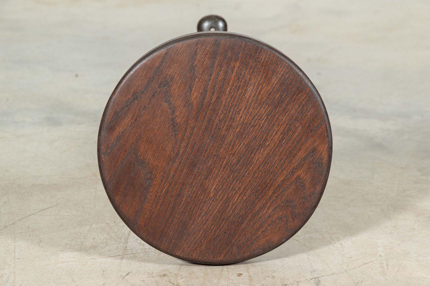 English Singer Cast Iron Oak Stool 3