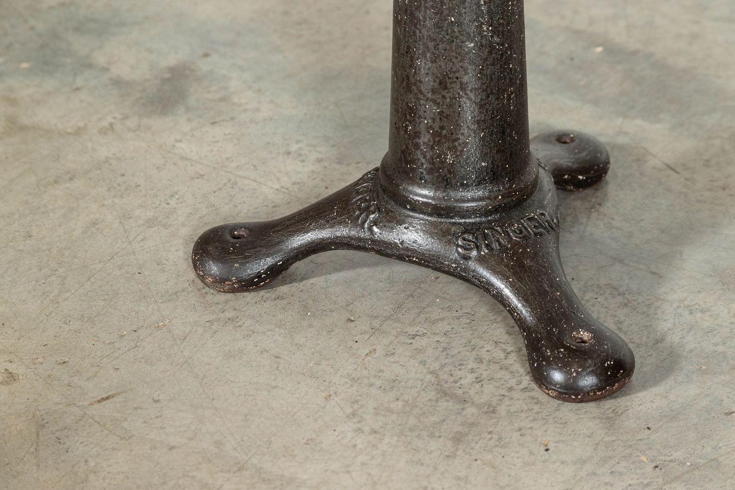 English Singer Cast Iron Oak Stool 4