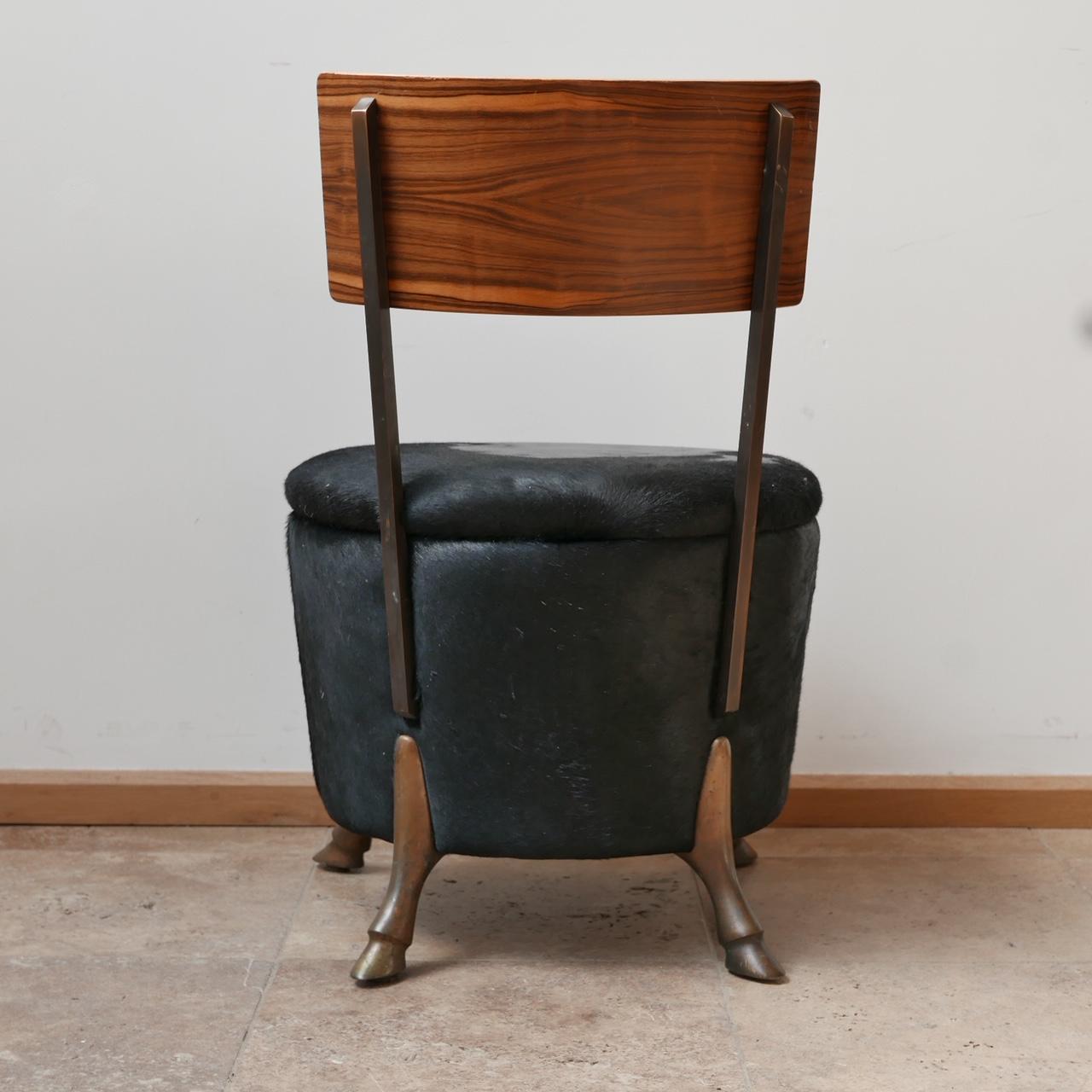 British English Single Unusual Mid-Century Bronze Horse Leg Occasional Chair For Sale