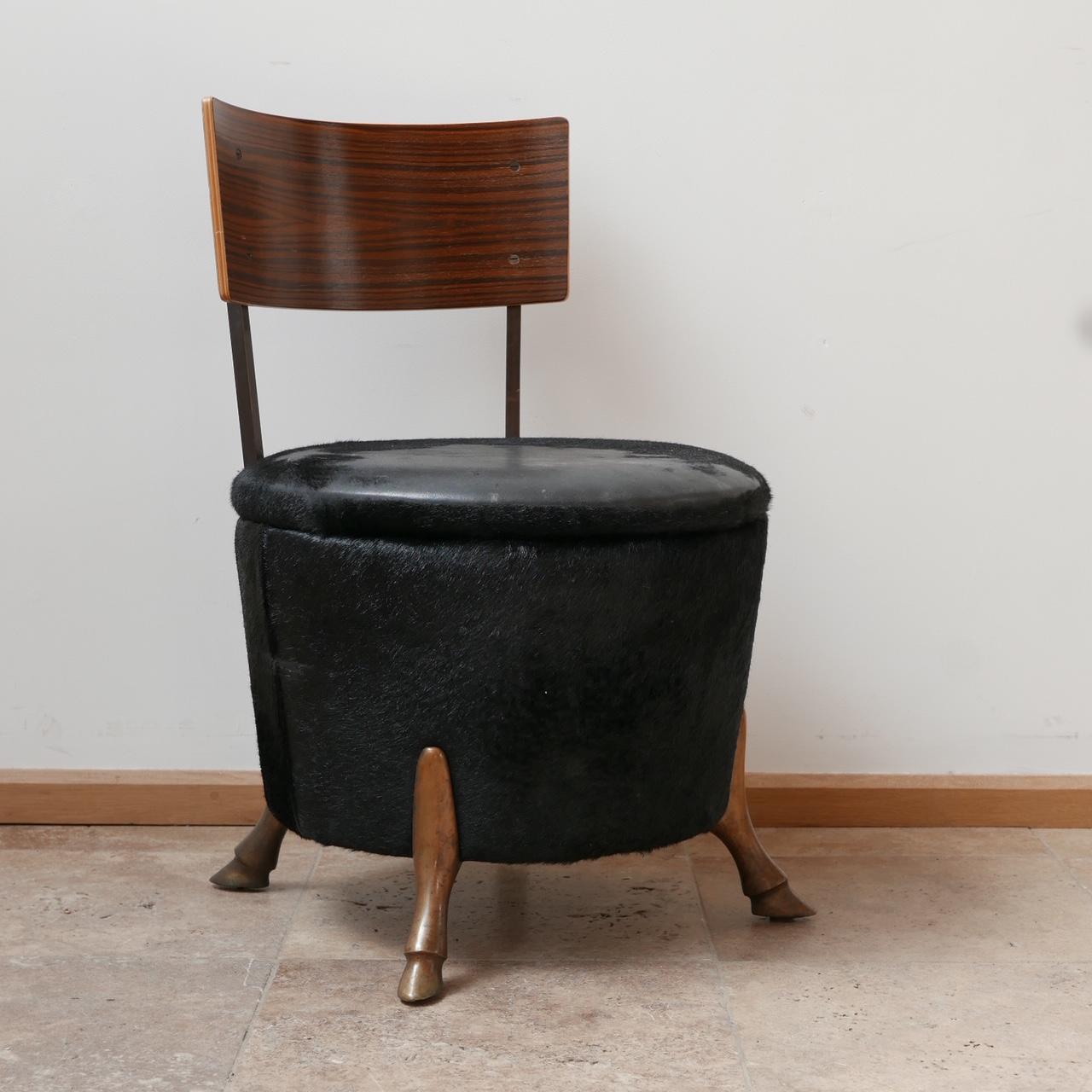 English Single Unusual Mid-Century Bronze Horse Leg Occasional Chair In Good Condition For Sale In London, GB