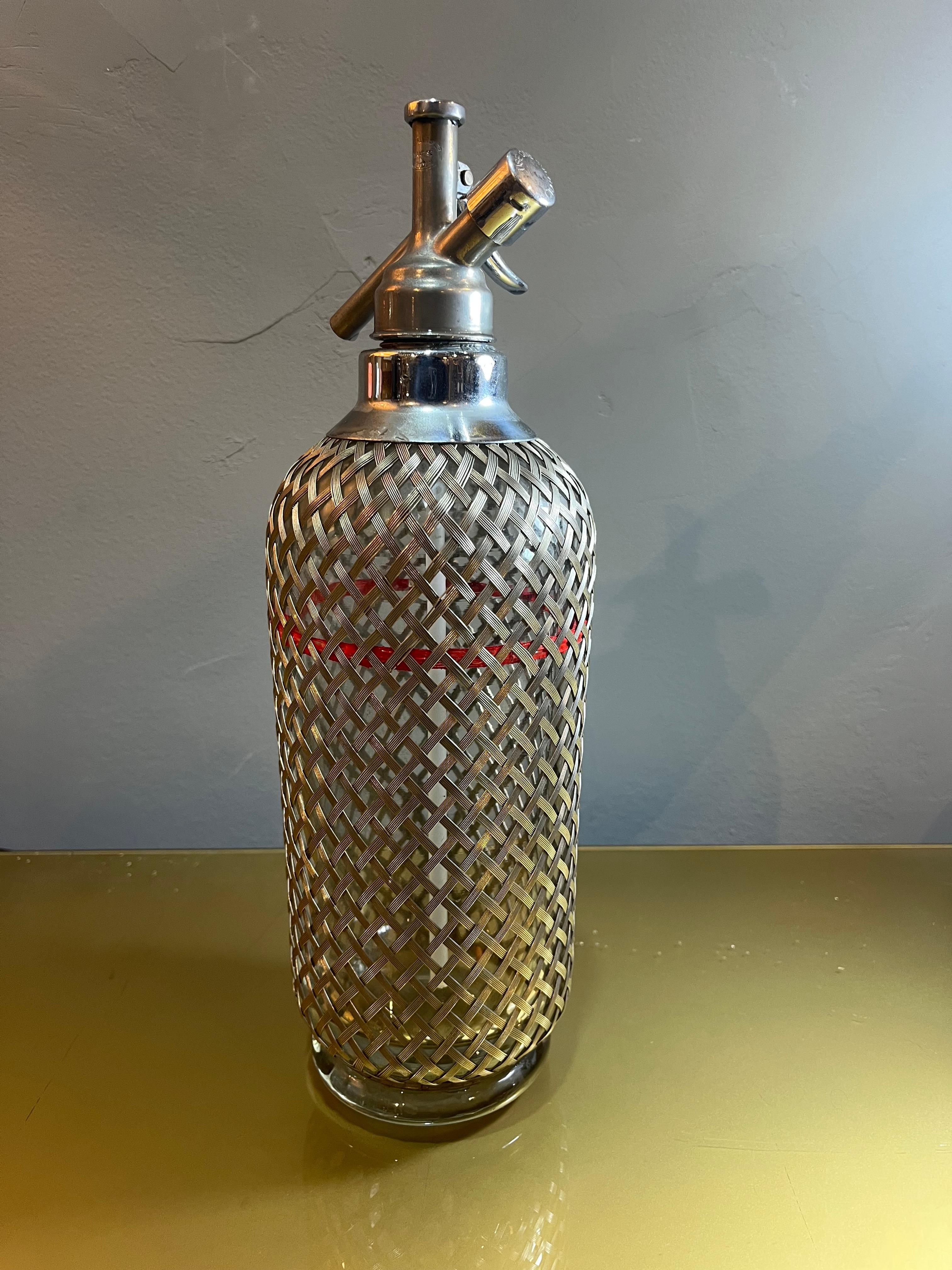 Englischer Siphon Sparklest Makers London aus Metall und Kristall (Art déco) im Angebot