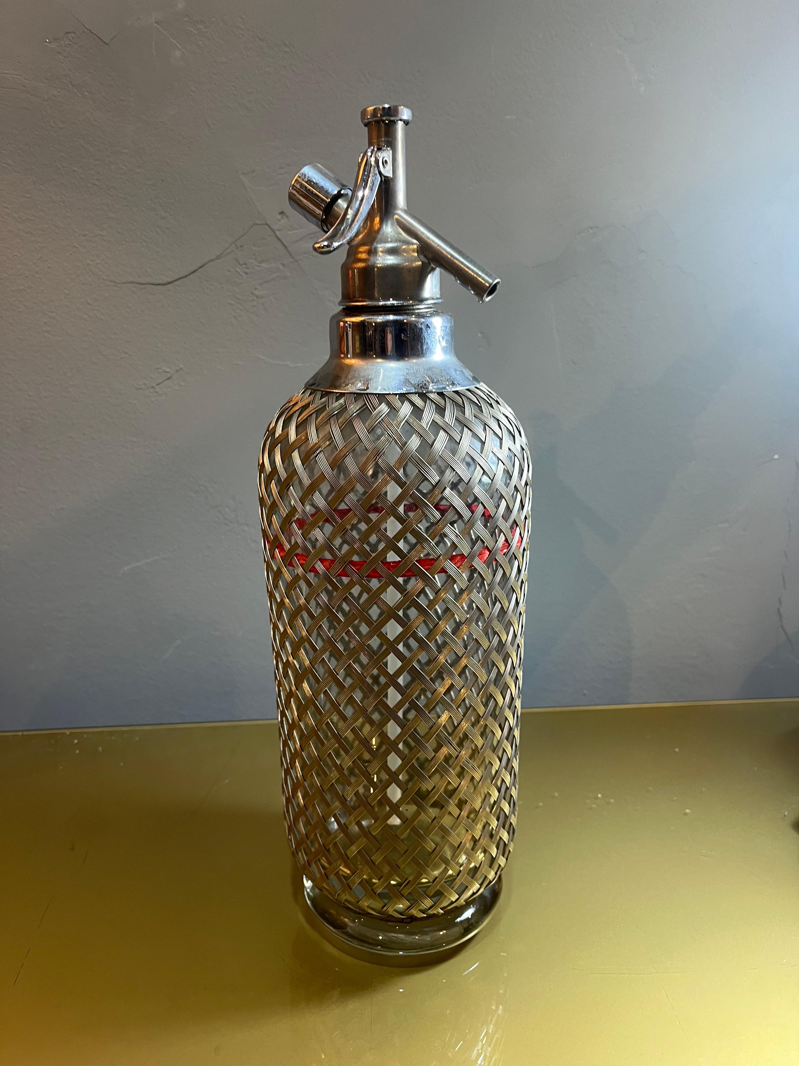 Englischer Siphon Sparklest Makers London aus Metall und Kristall (Mid-20th Century) im Angebot