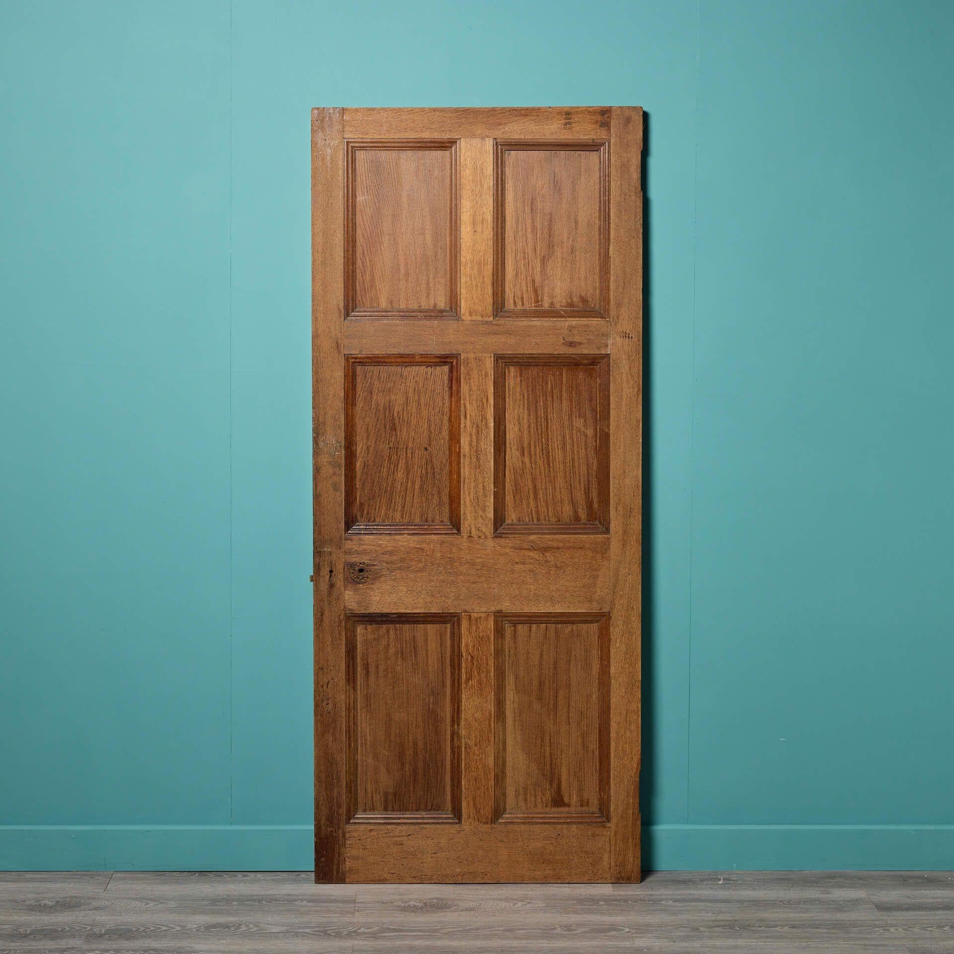 Victorian English Six Panel Reclaimed Oak Internal Door For Sale