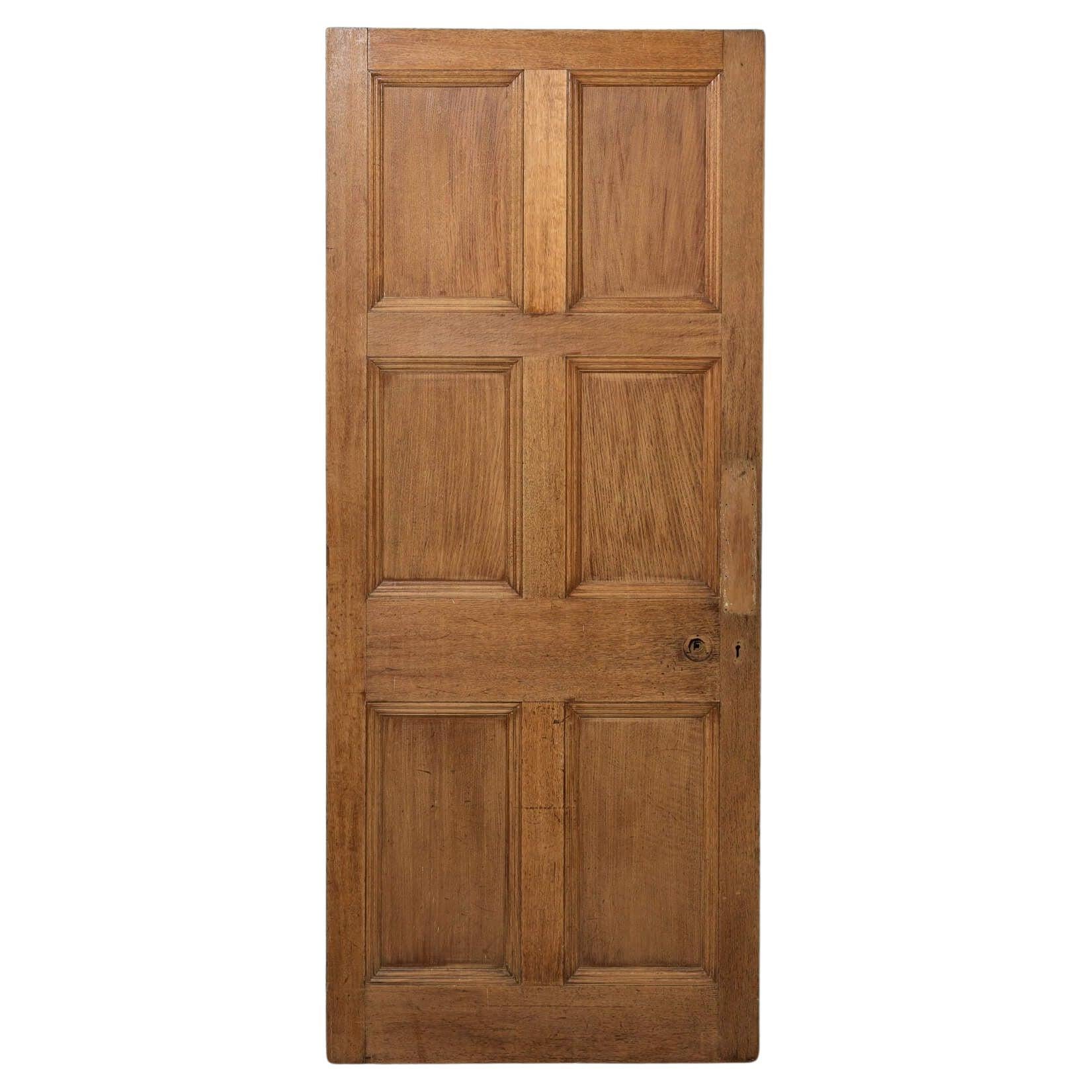 English Six Panel Reclaimed Oak Internal Door For Sale