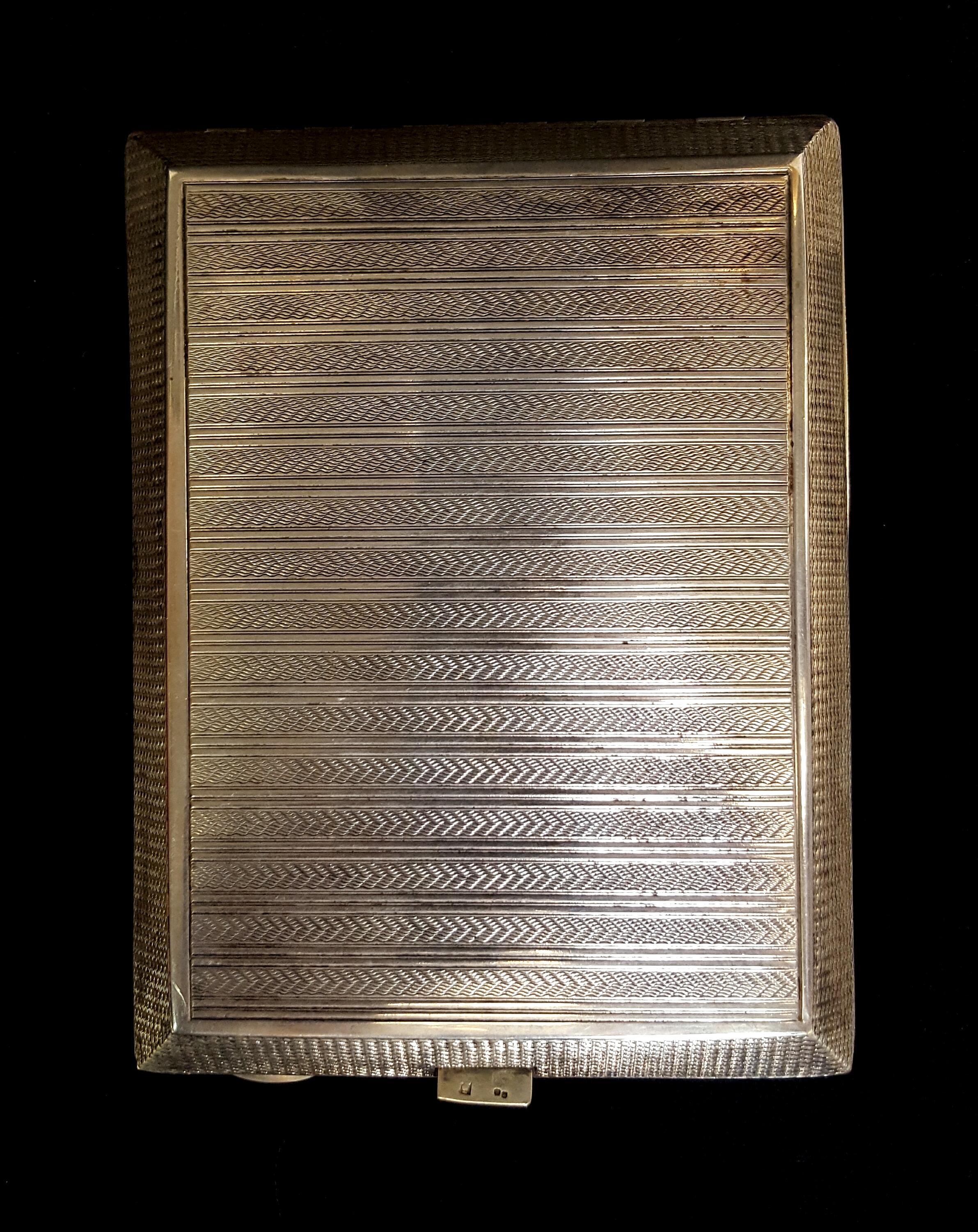 Art Deco S.J. Rose Sterling Silver Important Cigarett Cigar Case, circa 1927 from England