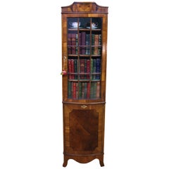 English Slender Burr Walnut Bookcase