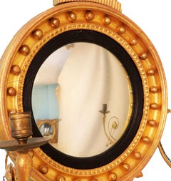 English Small Regency Giltwood Convex Mirror