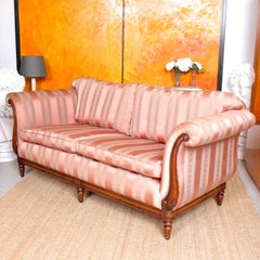 English Sofa 3-Seat Carved Mahogany Couch