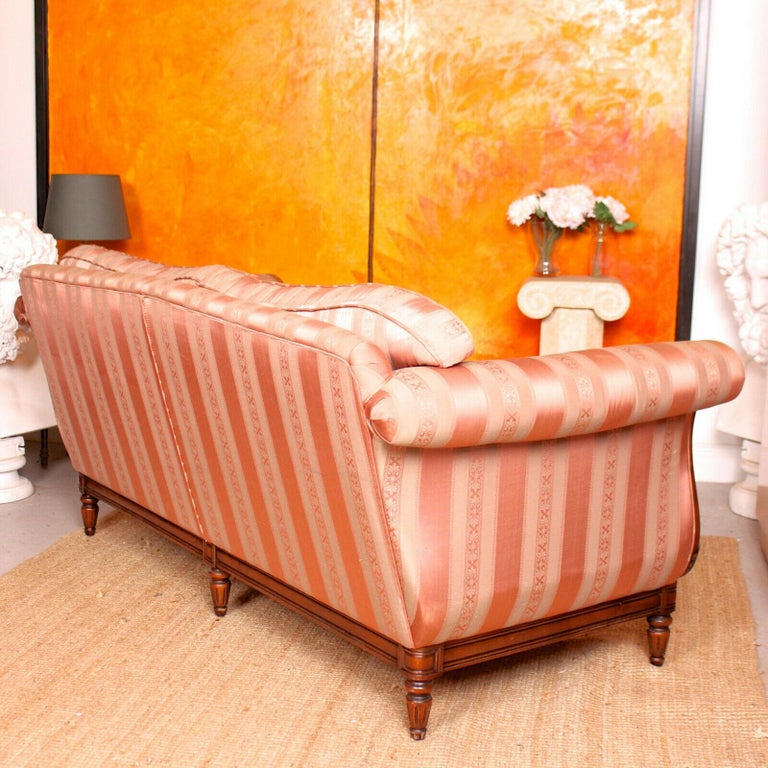 English Sofa 3Seat Carved Mahogany Couch For Sale at 1stDibs