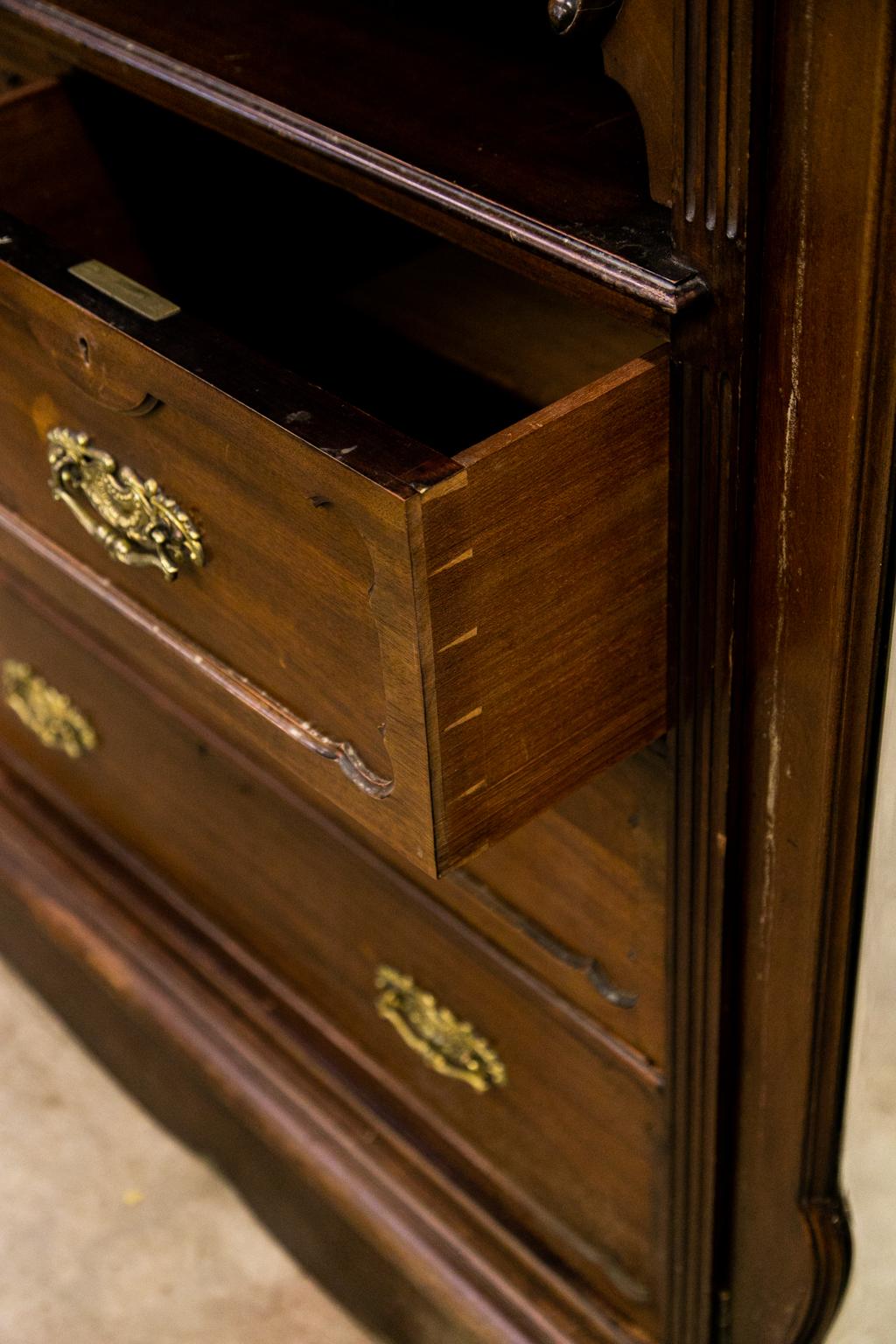 Specchio Armoire inglese in mogano massiccio
