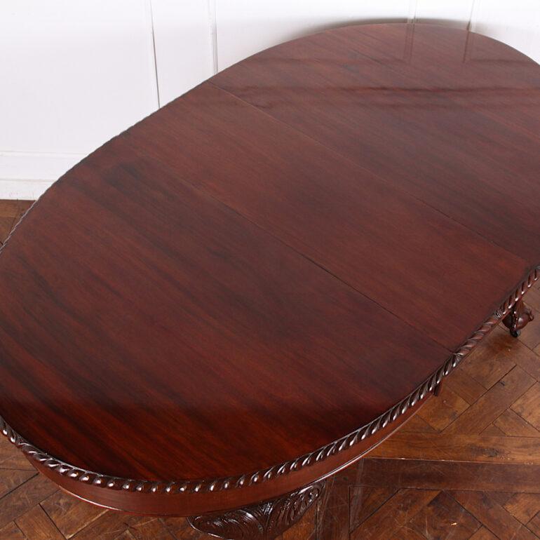 English Solid Mahogany Chippendale Oval Dining Table with Leaf 1