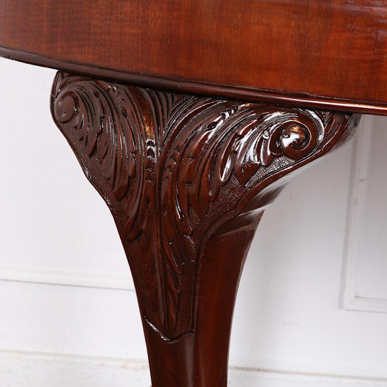English Solid Mahogany Chippendale Oval Dining Table with Leaf 2