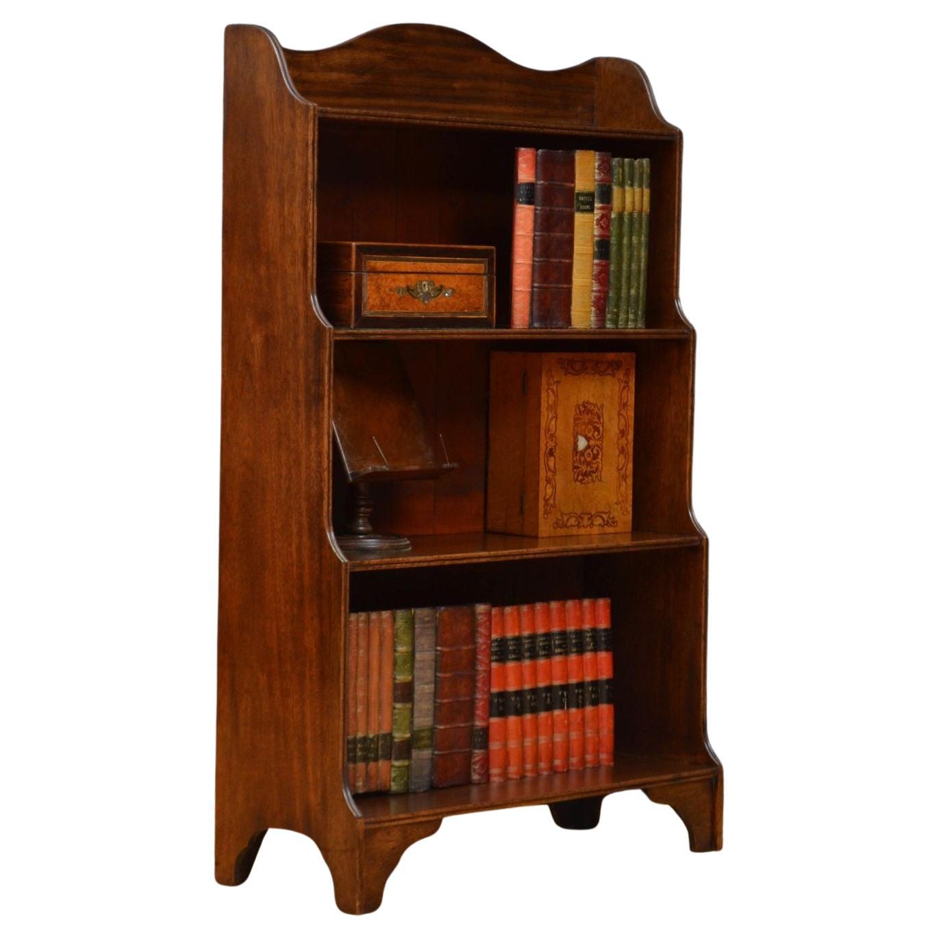 English Solid Mahogany Waterfall Bookcase