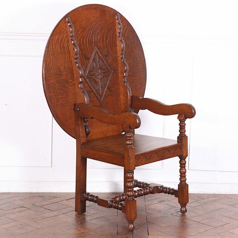 English Solid Oak Folding Table, Chair For Sale at 1stDibs