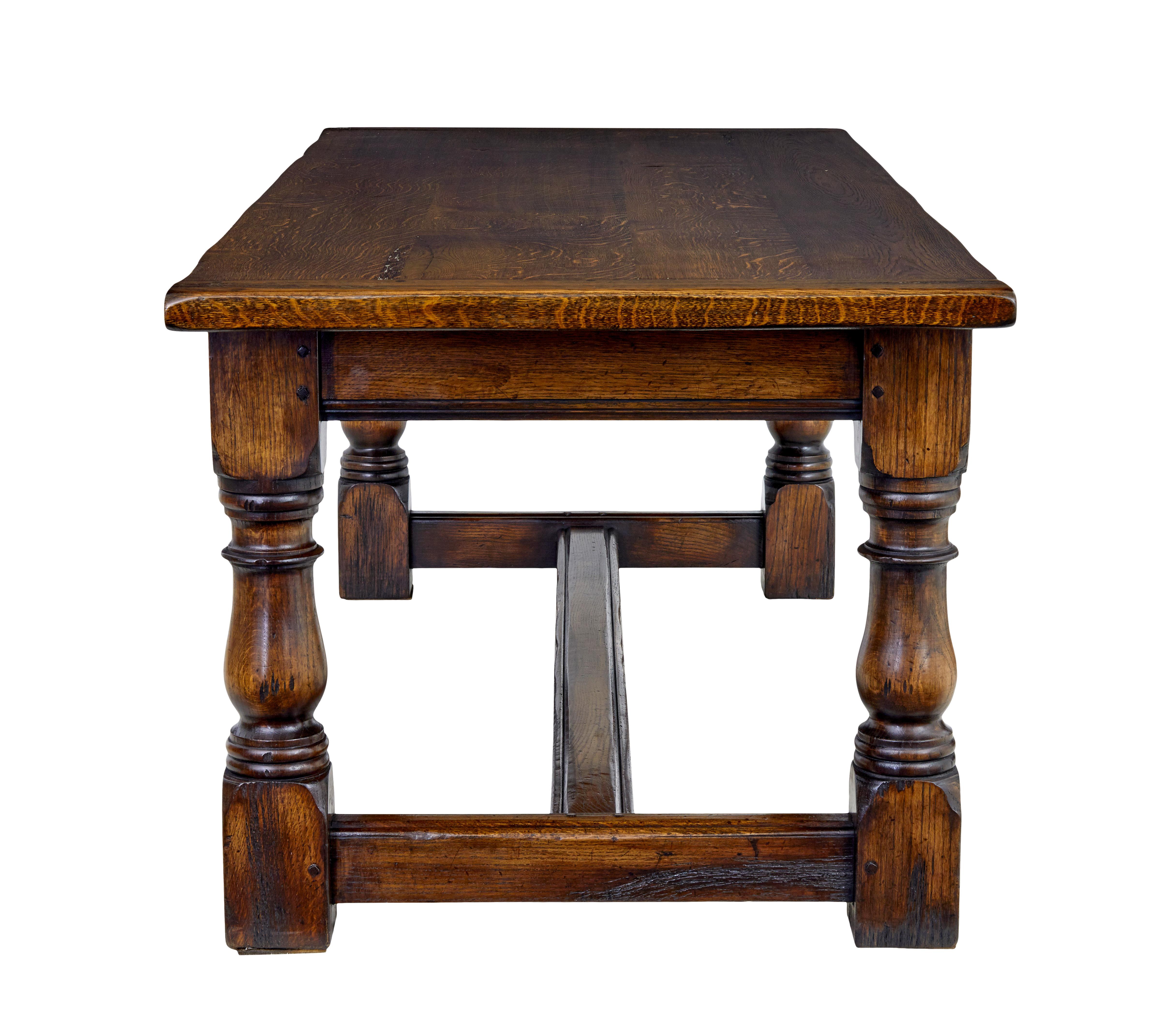 Hand-Crafted English solid oak refectory dining table For Sale