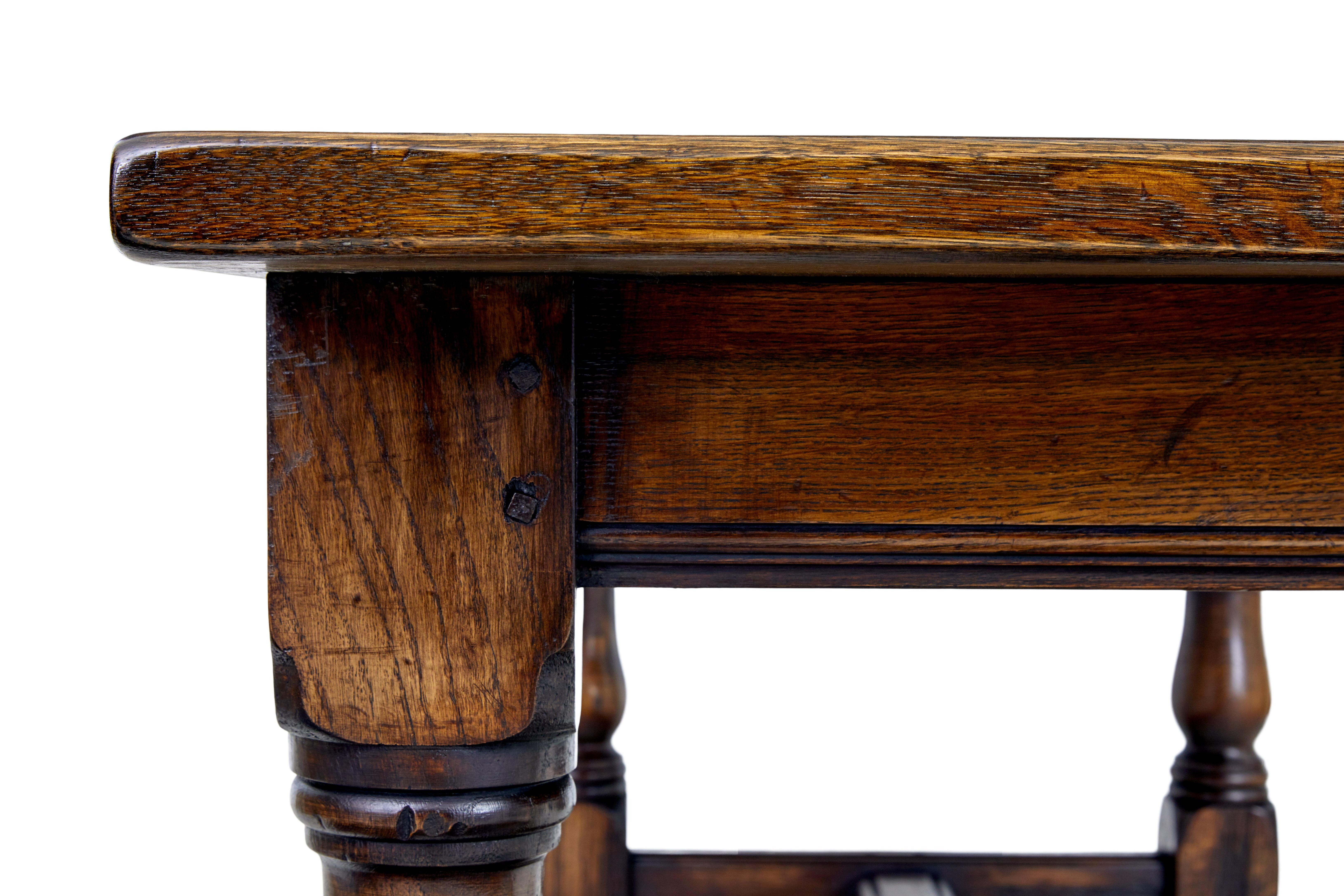 20th Century English solid oak refectory dining table For Sale