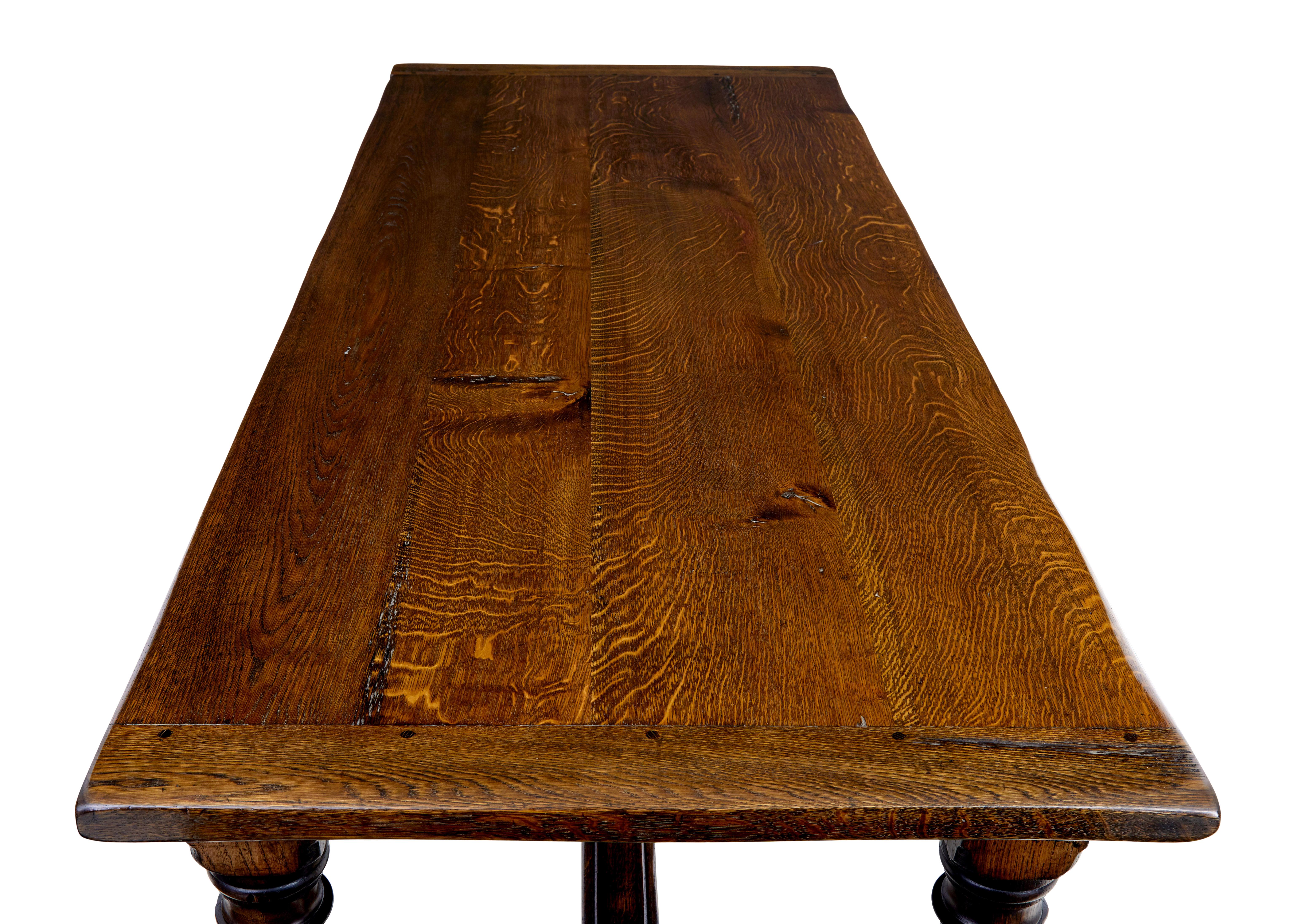 English solid oak refectory dining table For Sale 1