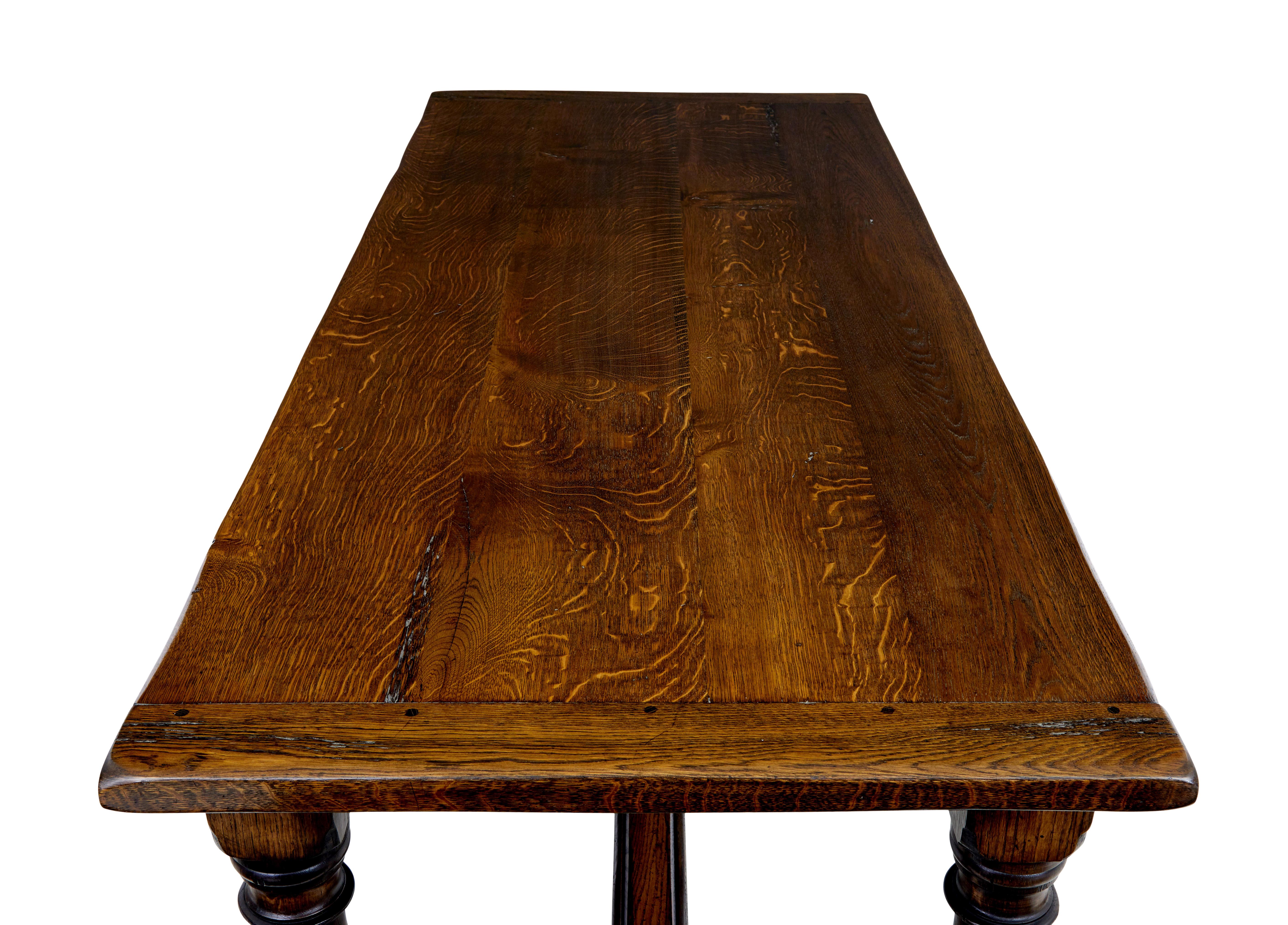 English solid oak refectory dining table For Sale 2