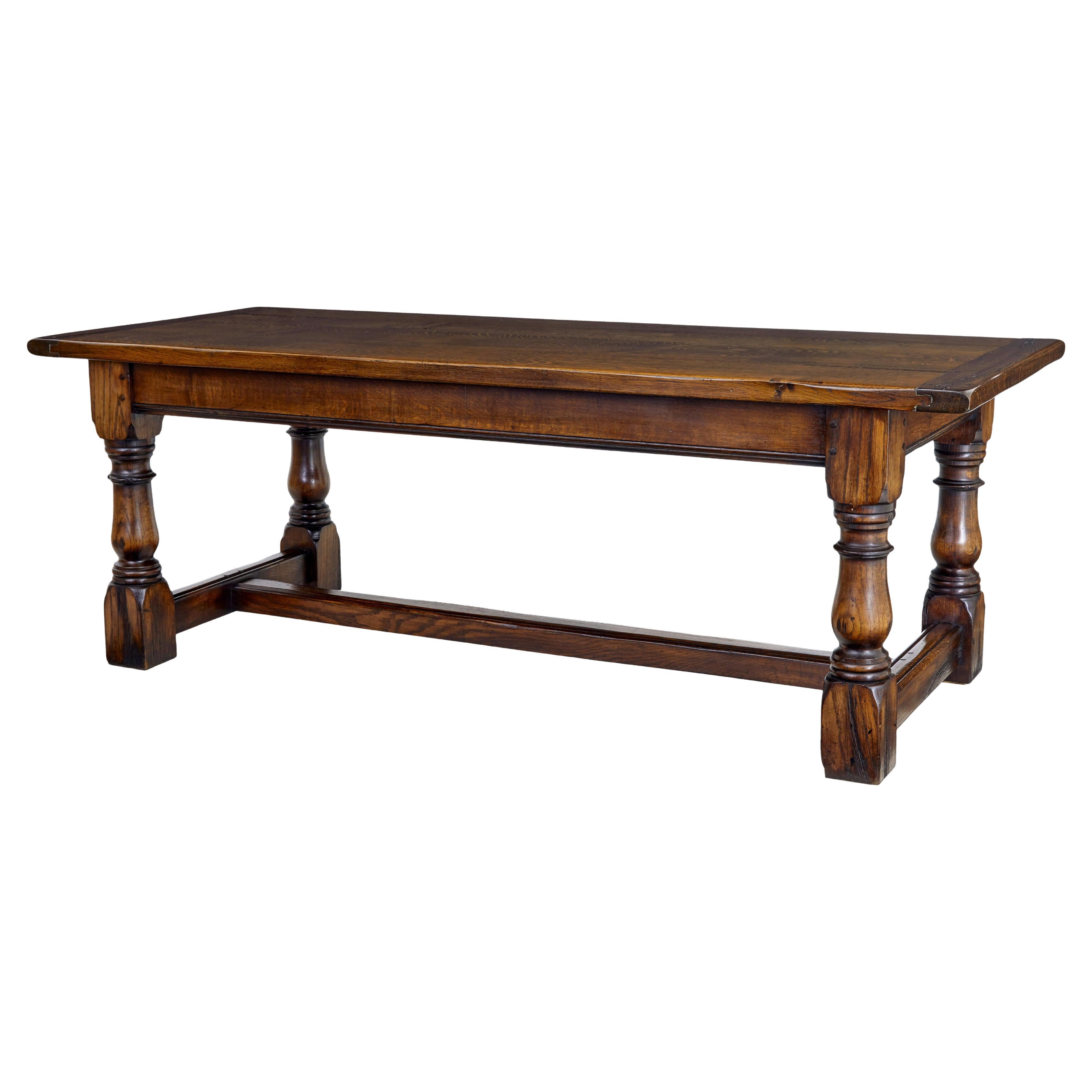 English solid oak refectory dining table For Sale