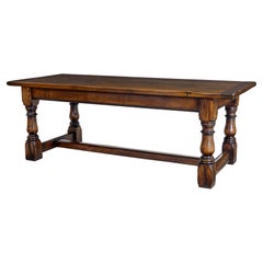 English solid oak refectory dining table