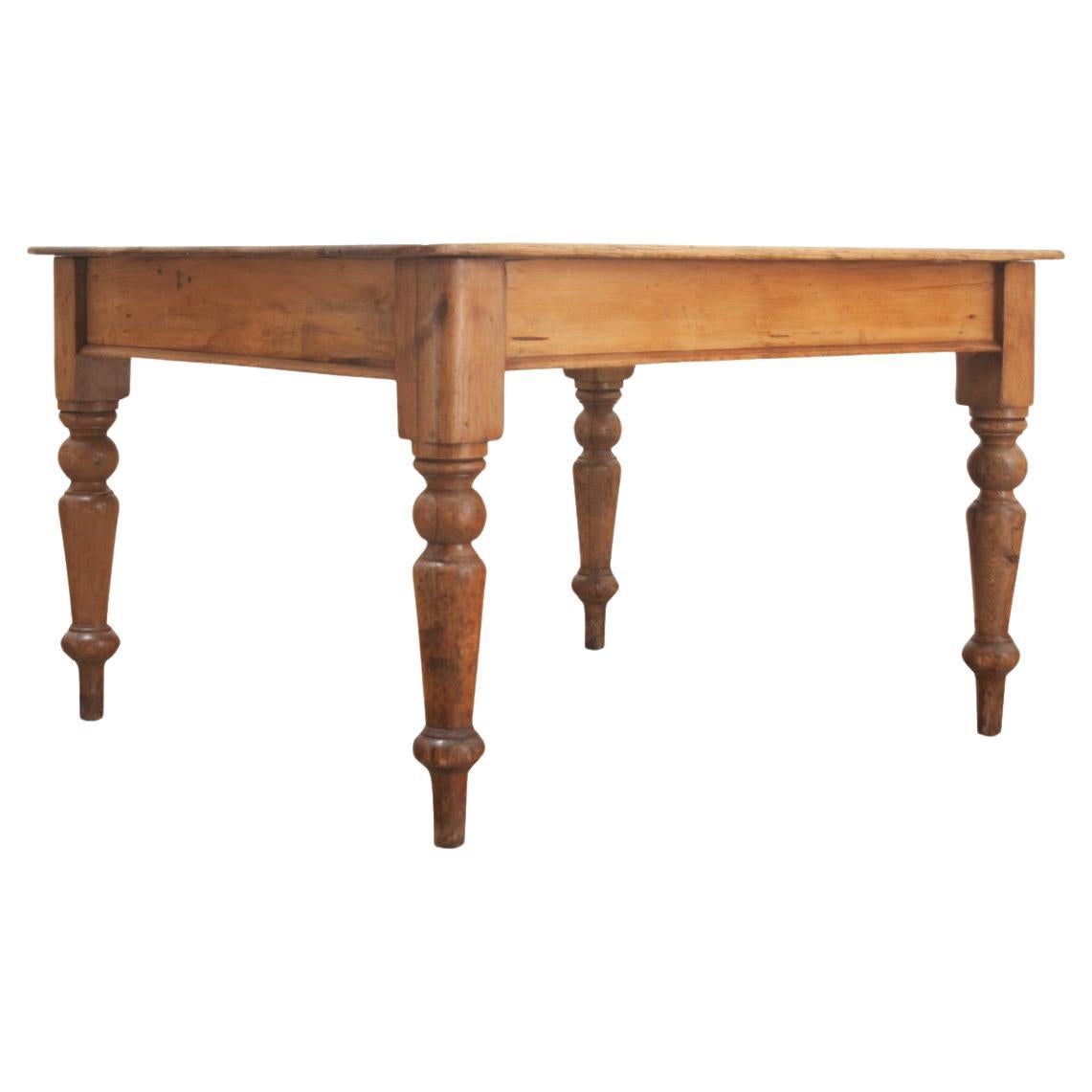 English Solid Pine Dining Table For Sale