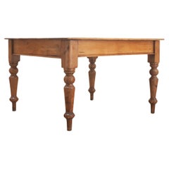 Antique English Solid Pine Dining Table