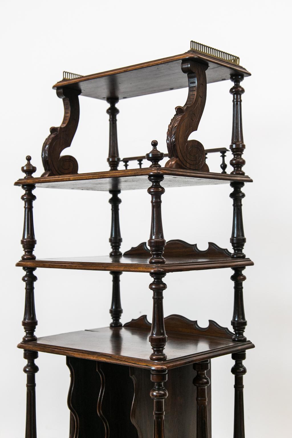 English Solid Rosewood Four-Tiered Shelf For Sale 3