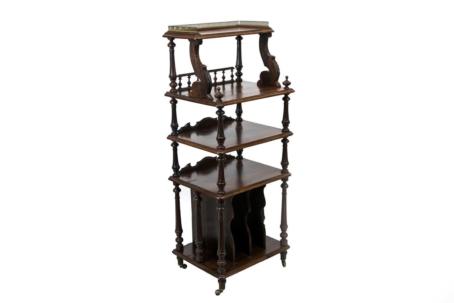 English Solid Rosewood Four-Tiered Shelf In Good Condition For Sale In Wilson, NC